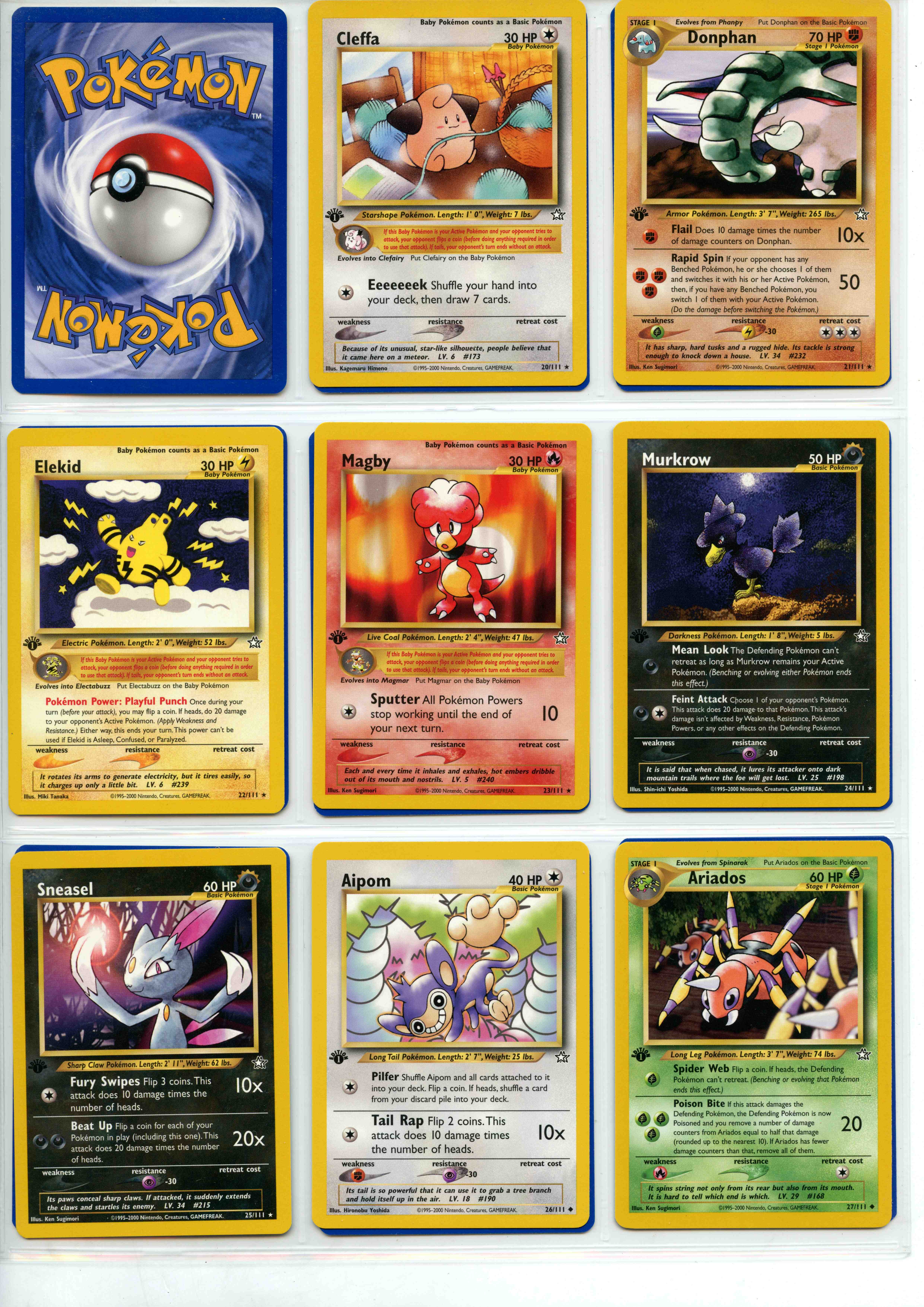 Pokemon TCG - Neo Genesis - 1st Edition Partially Complete Set 92/111