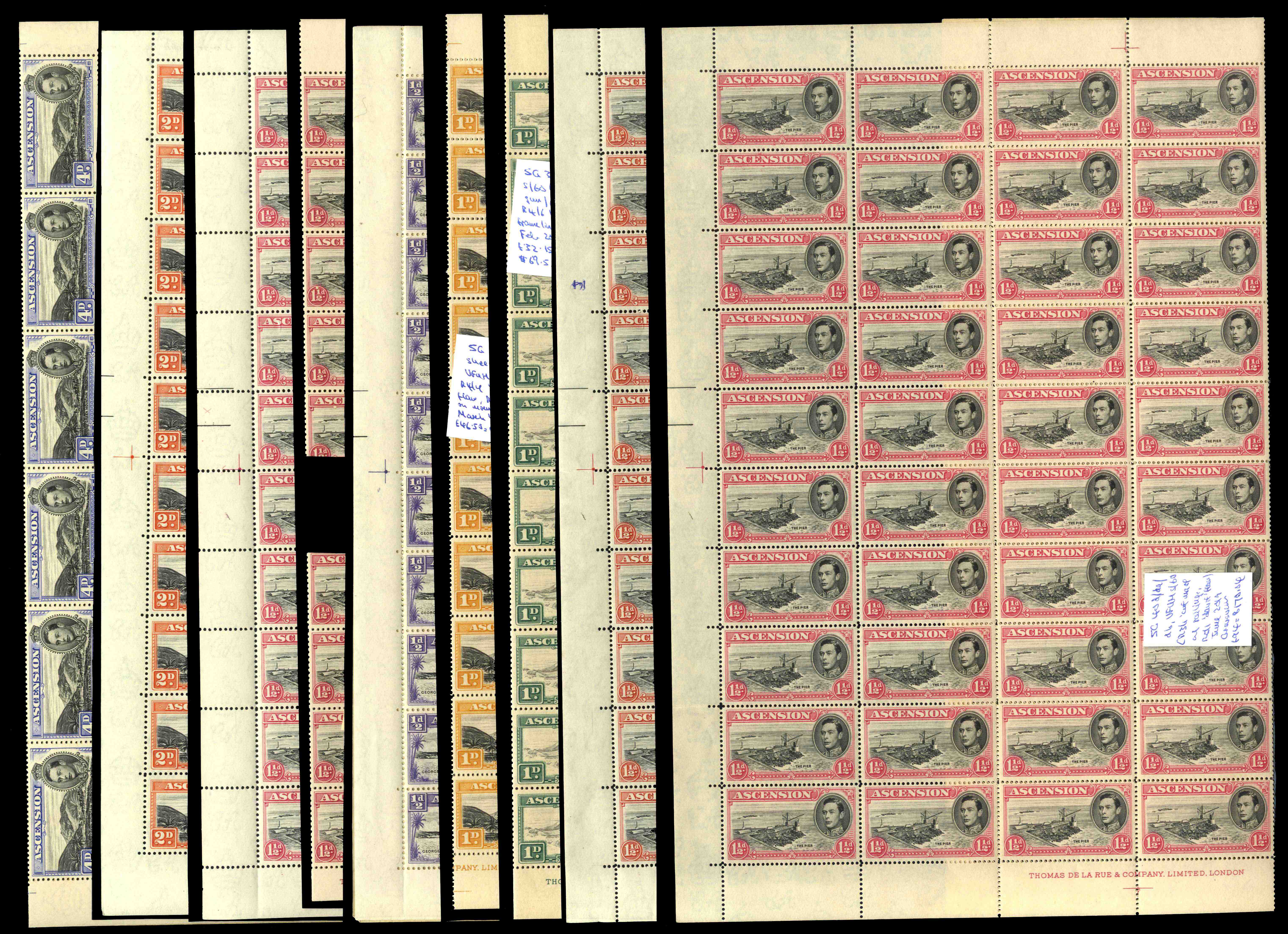 Ascension SG 38b/42d sheets mint