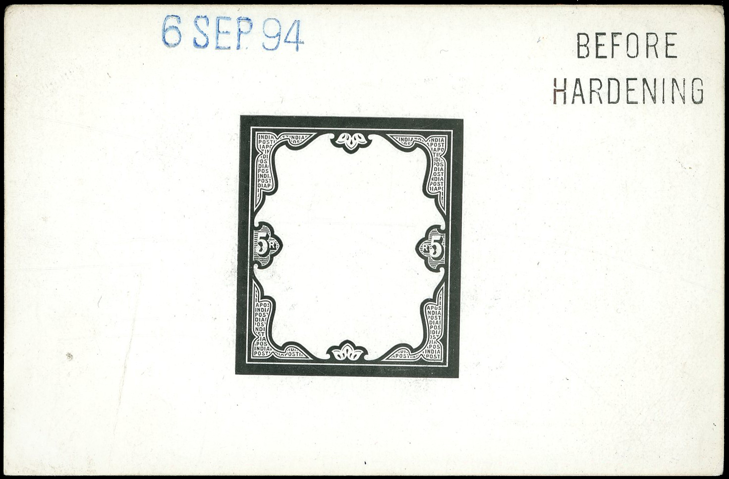 India SG 109var die proof of outer frame