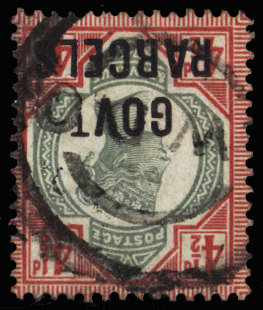 Great Britain 1892 4½d Grey-green & carmine (Govt. Parcels). Very fine used example cancelled by a London rubber p…