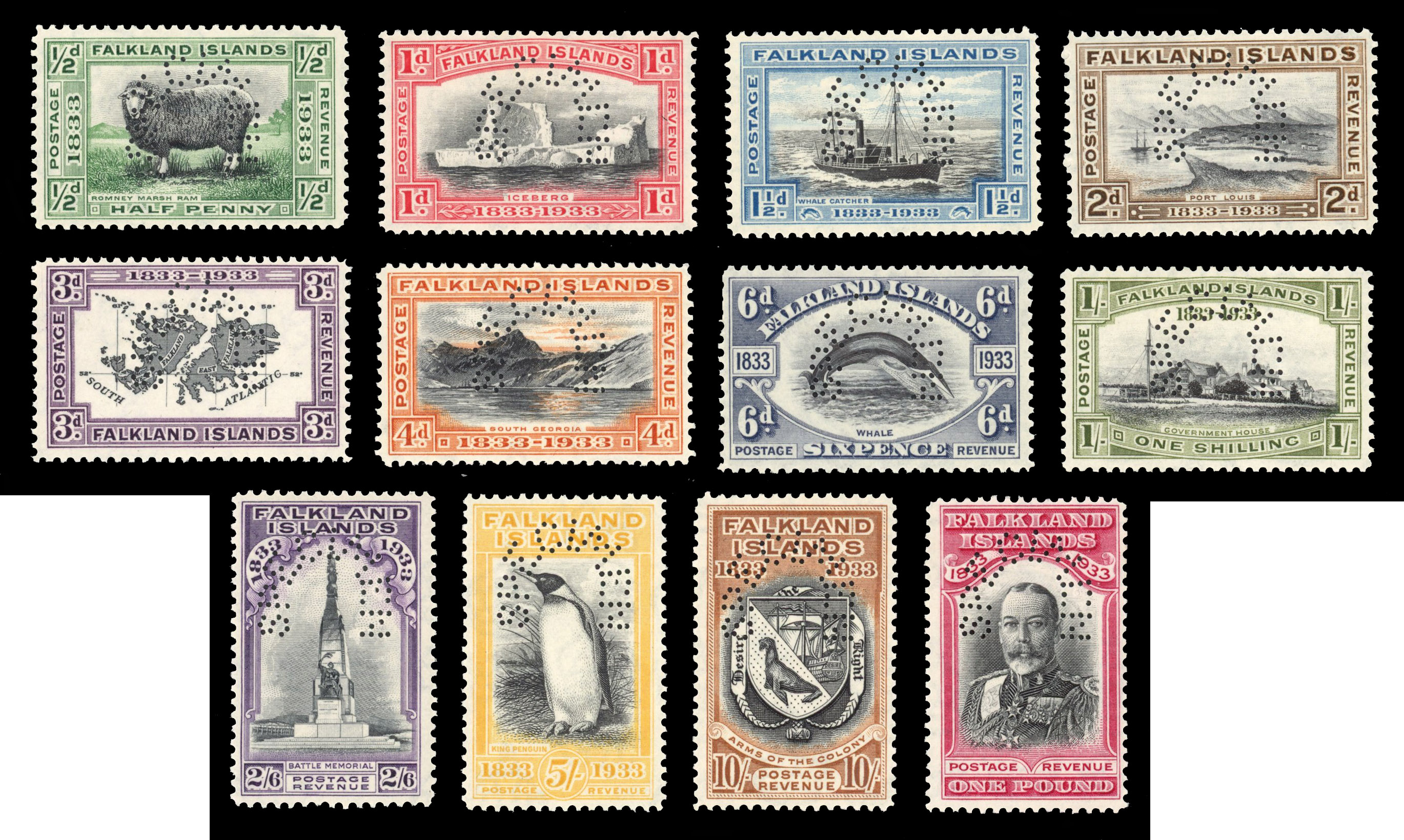 SG 127s-138s 1933 Centenary set Specimen