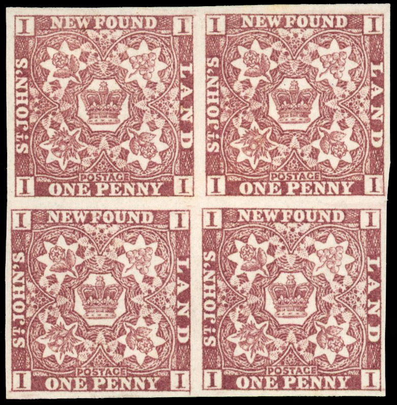 Newfoundland SG 1 mint block of four
