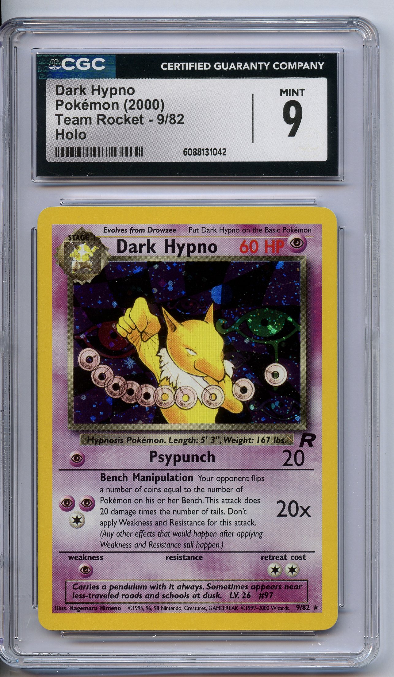 CGC 9 Dark Hypno #9 Holo - Team Rocket 2000