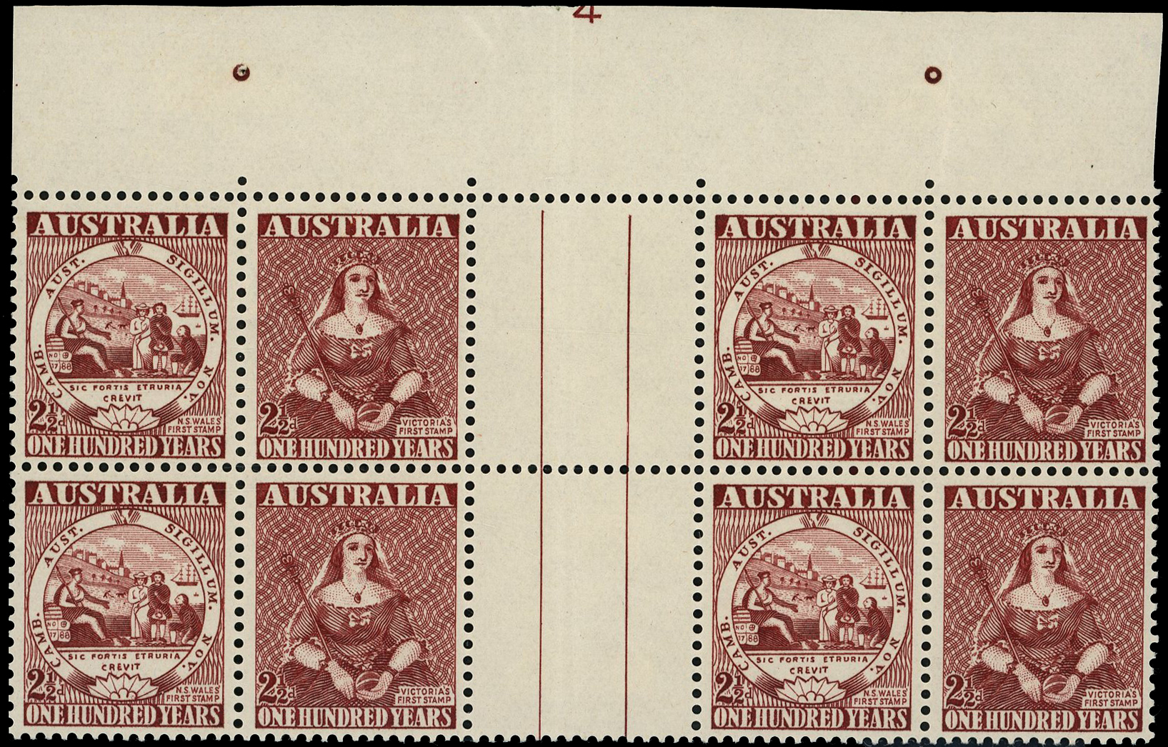 Australia SG 239a Plate block mint