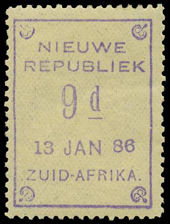 NEW REPUBLIC SG 7 1886-87 9d VIOLET ON YELLOW DATED 13 JAN 86 LPOG