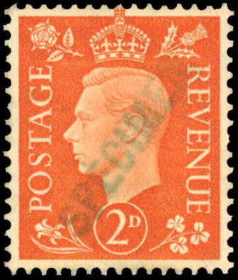 1937 2d Orange with green SPECIMEN (SG465var)
