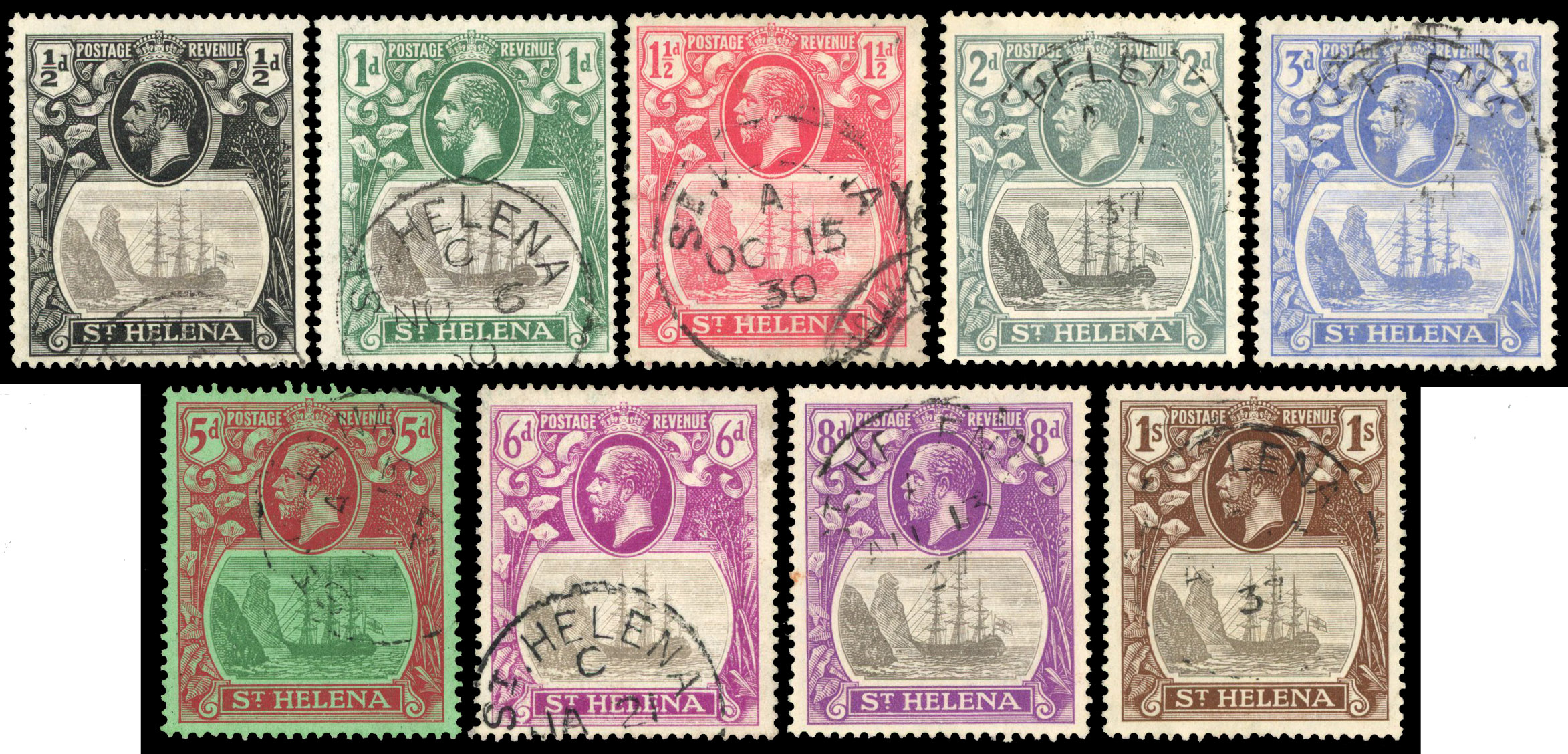 St Helena SG 97c-106c Cleft Rocks used