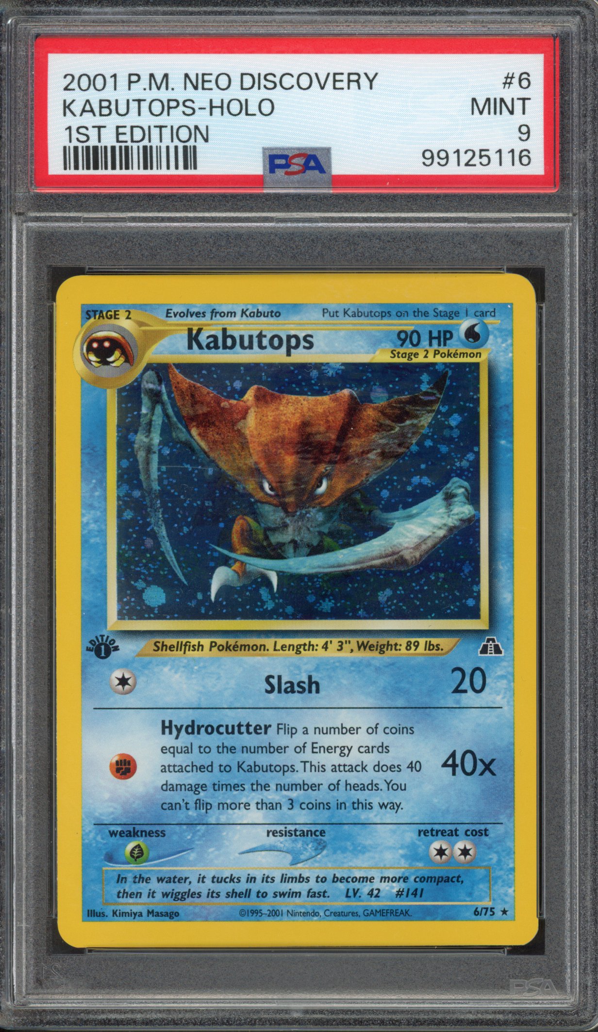 PSA 9 Kabutops 1st Edition - Neo Discovery 6/75