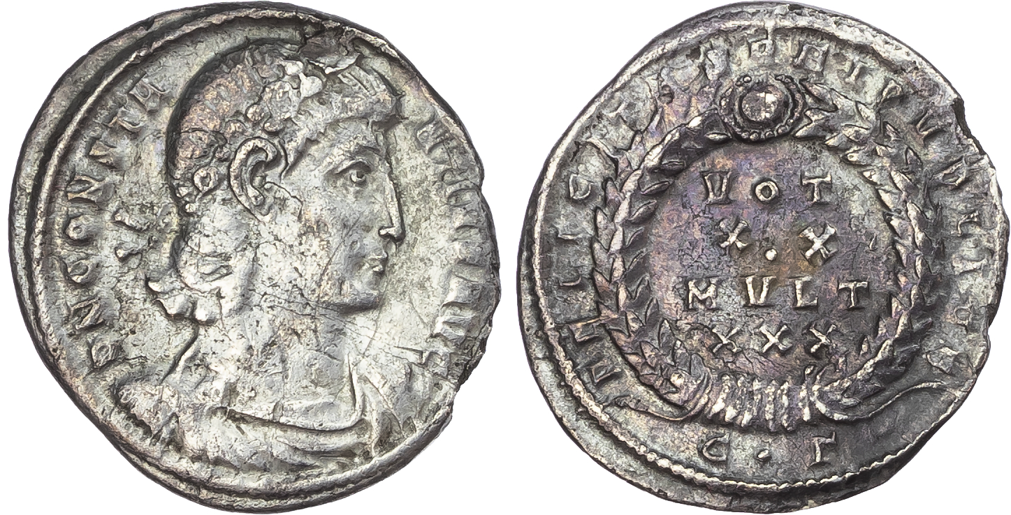 Constantius II (AD 337-361) AR Siliqua, Constantinople, AD 340-351, 2.32g.
