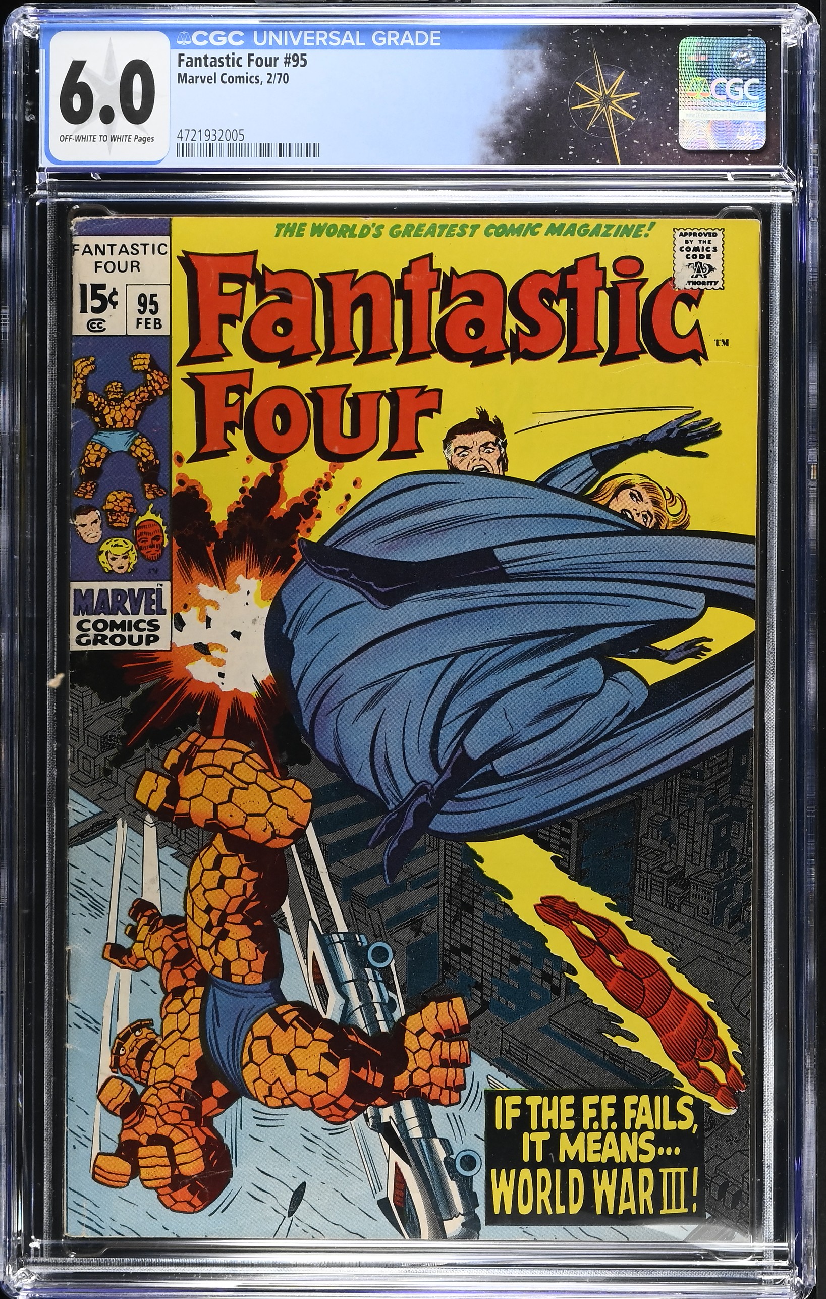 Fantastic Four #95 CGC 6.0 1st Appearance of Monocle (Marvel Comics, 1970) Off-White to White Pages