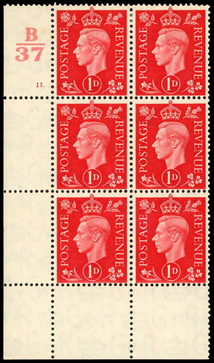 GB SG 463 Cyl. 11 perf Type 2A  block mint