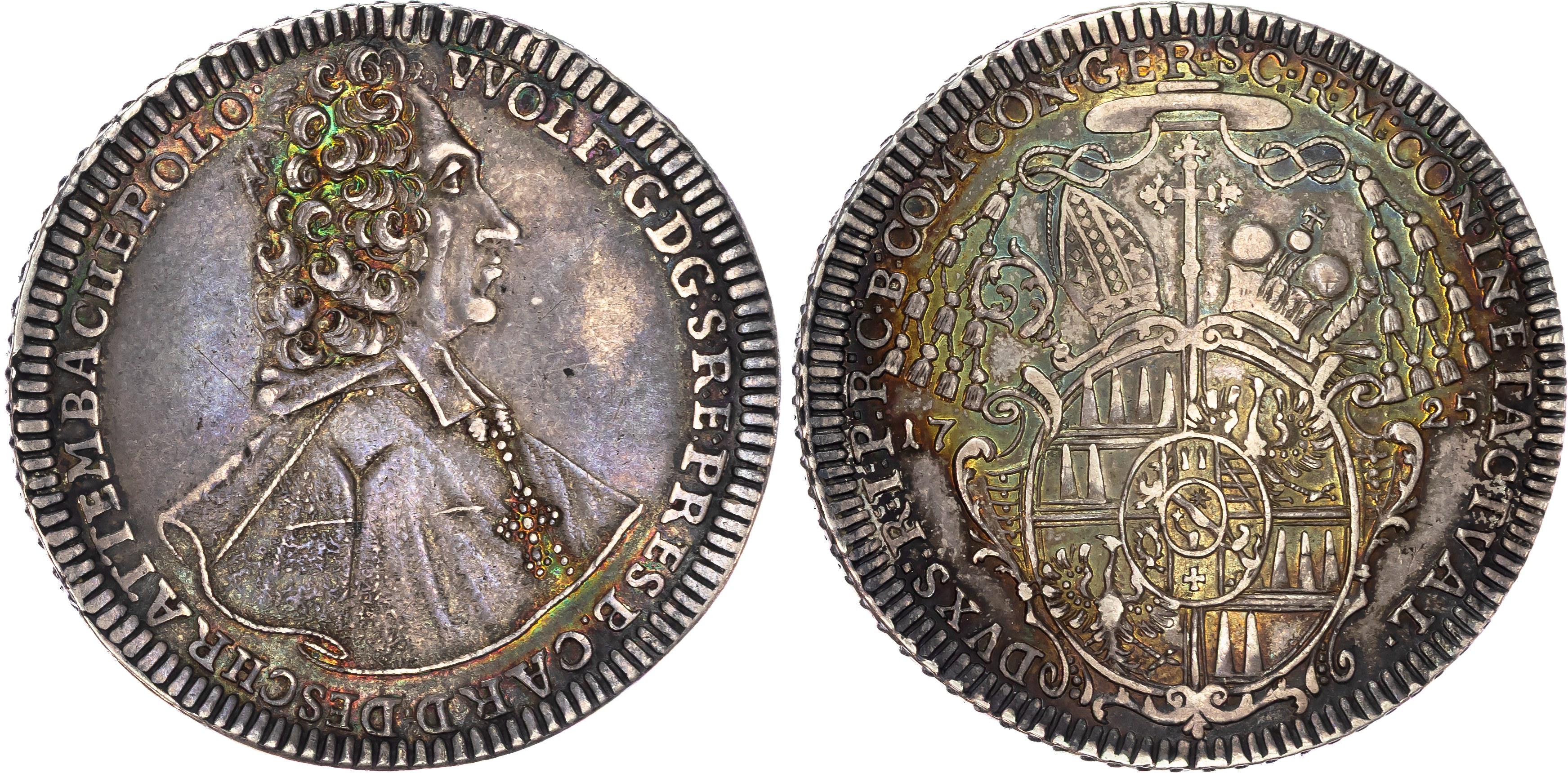 Austria, Olmütz, Wolfgang von Schrattenbach (1711-1738), silver Taler, 1725, Kremsier, 28.47g (Dav. 1218; KM 4…