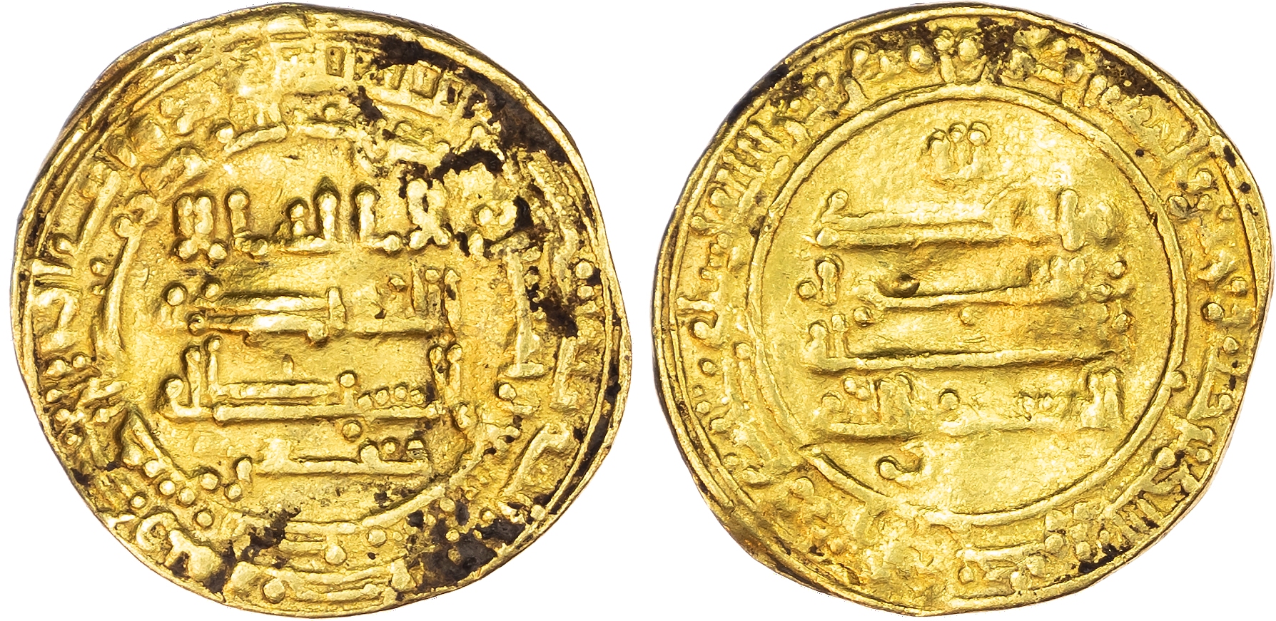 Abbasid, Al‑Mu’tamid (AH 256‑279 / 870‑892 AD), gold Dinar, AH 259 / 872/3 AD, Misr