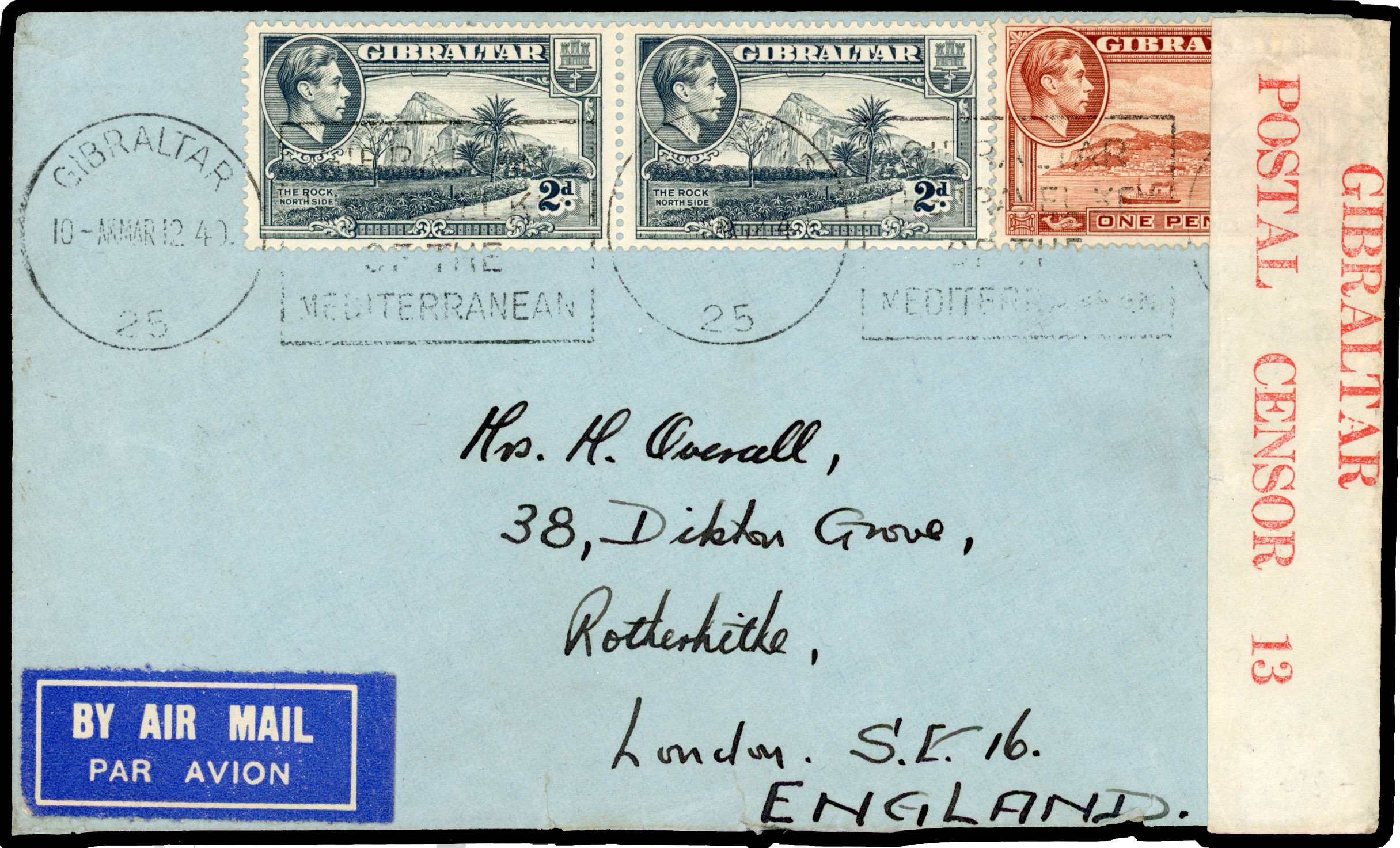 Gibraltar SG 124ab pair on cover