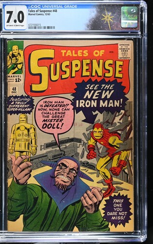 Tales of Suspense #48 CGC 7.0 New Iron Man Armor! Jack Kirby Cover (Marvel Comics, 1963) Off-White to White Pages