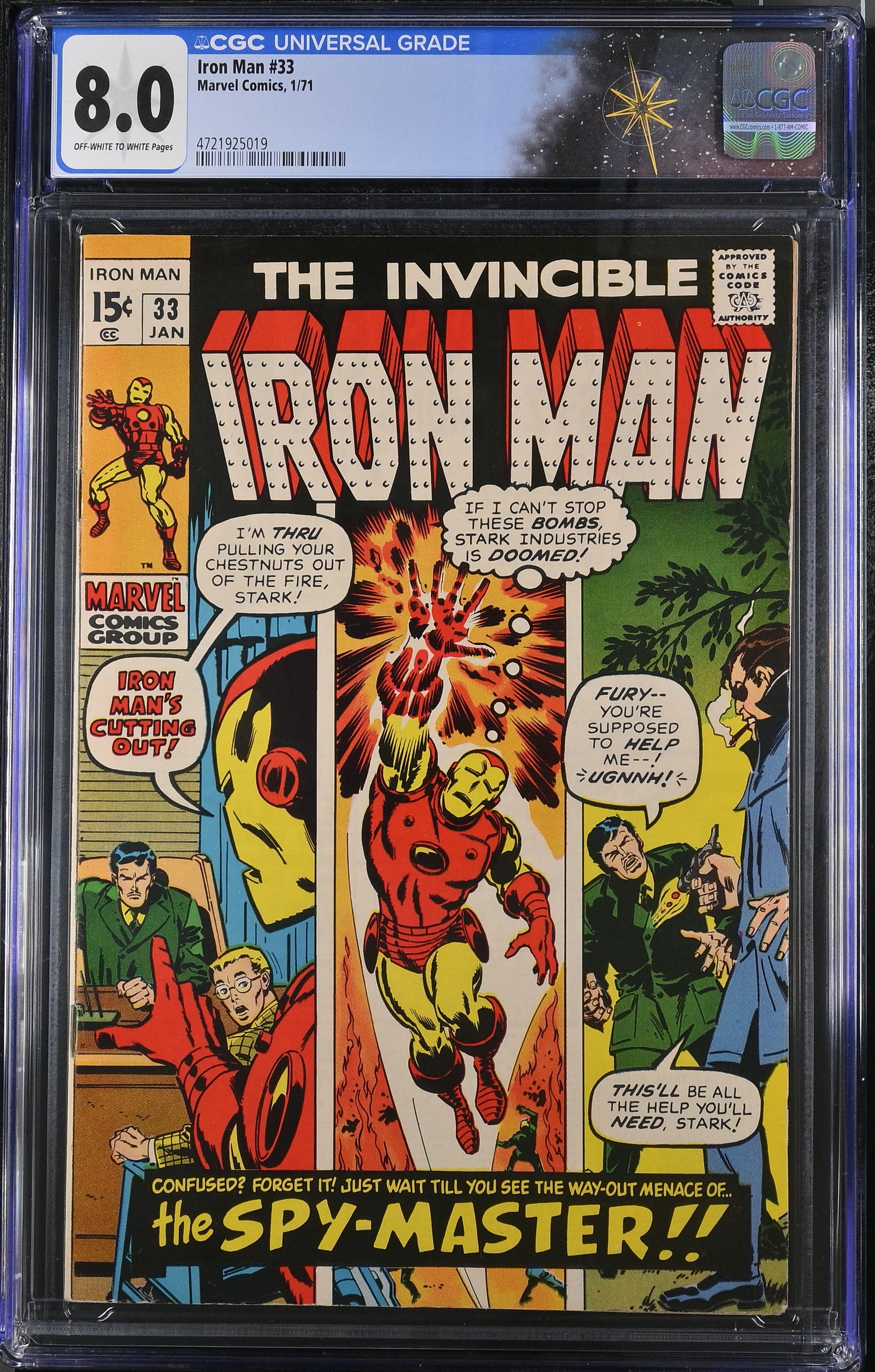 Iron Man #33 CGC 8.0 1st Appearance of Spymaster (Marvel Comics, 1971) Off-White to White Pages