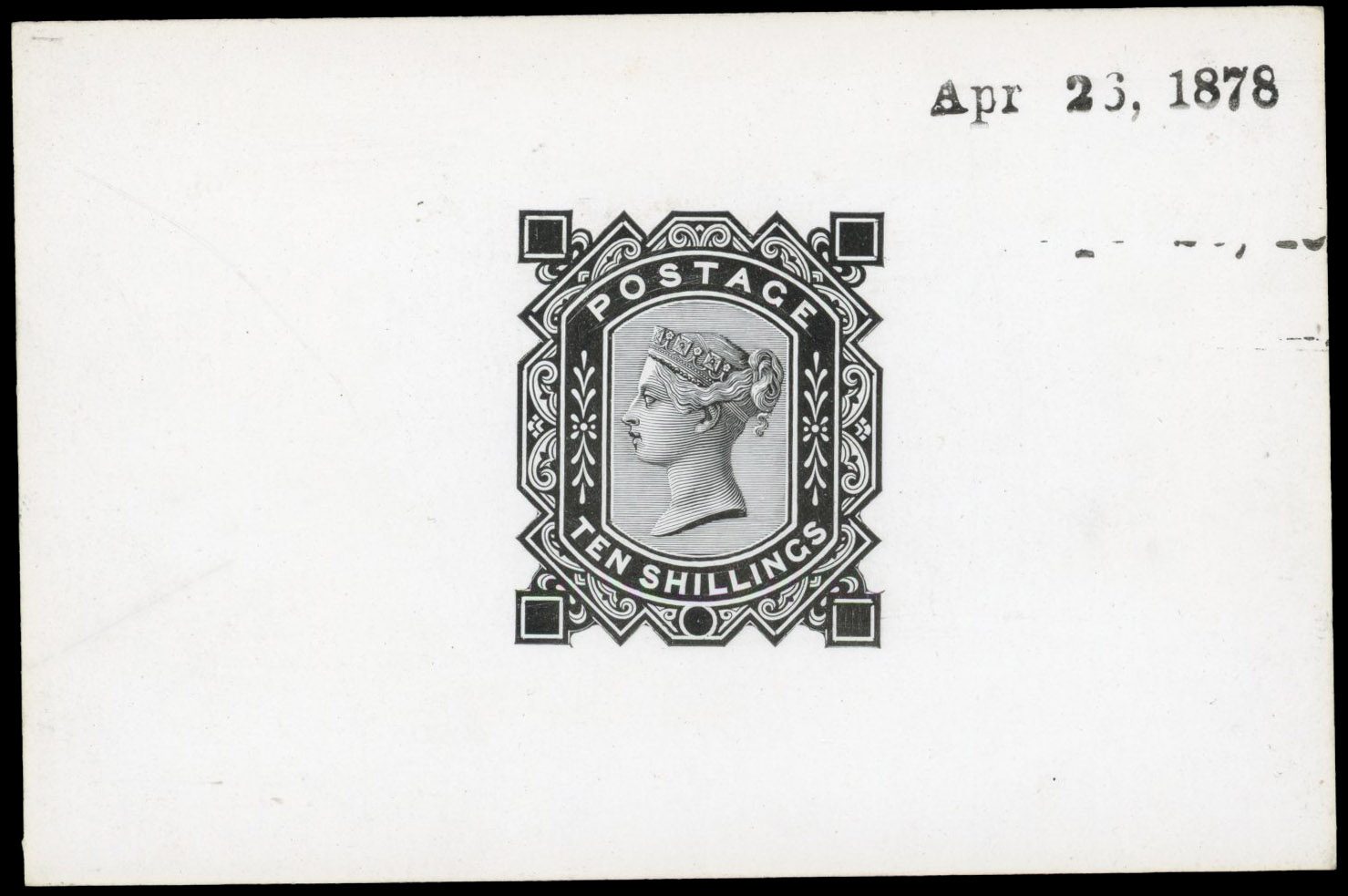 GB 1878 10s Die proof in black