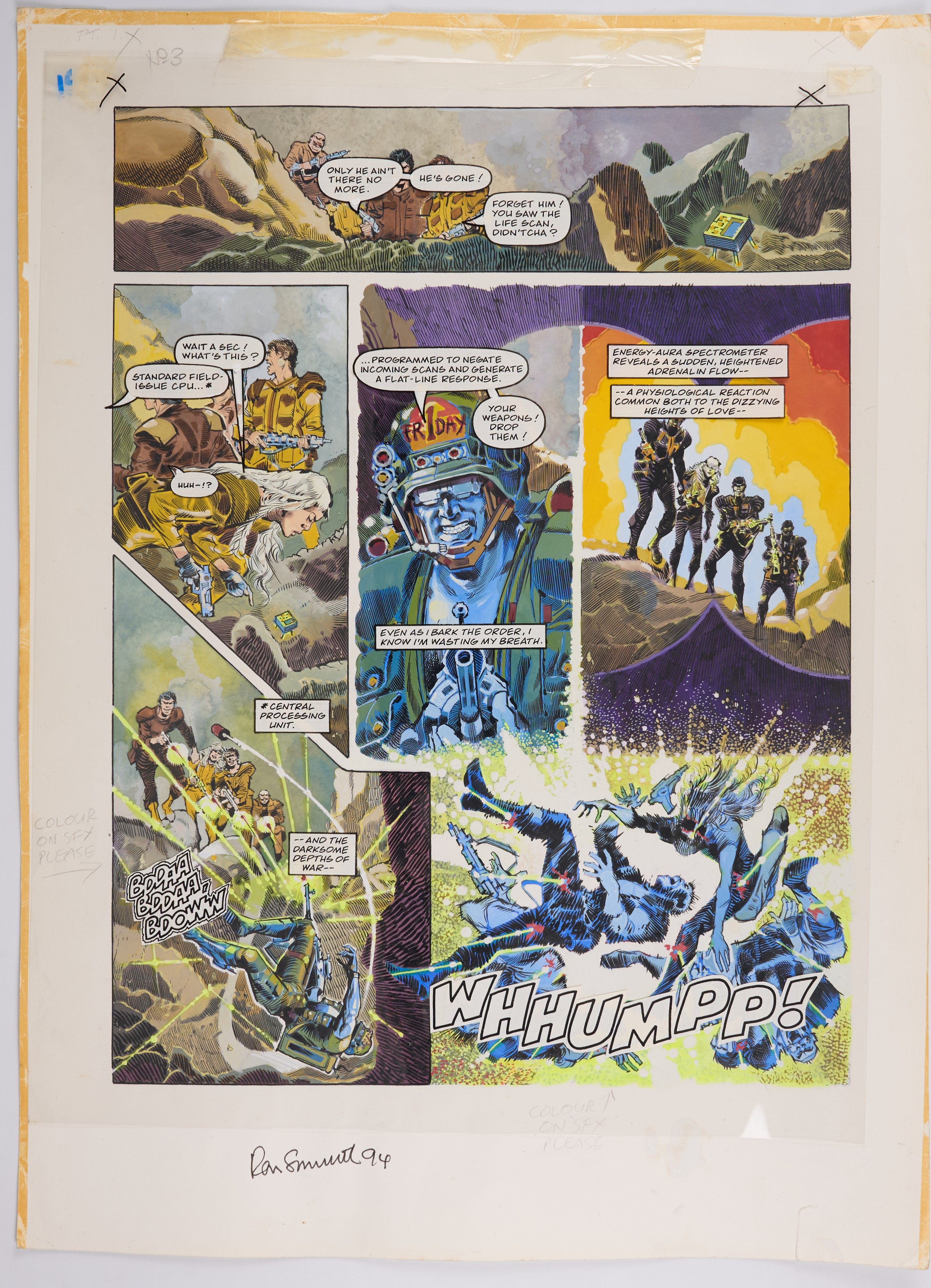 Ron Smith 2000 AD #712 Golden Fox Rebellion Colour Story Pages Signed (Fleetway, 1991) Total 2