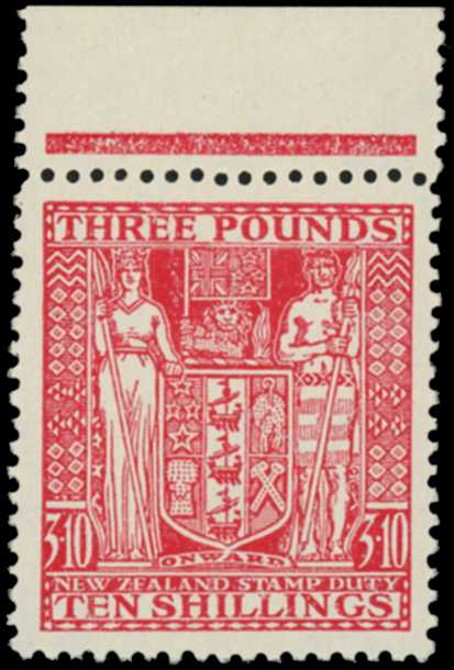 POSTAL FISCAL: 1940-58 "Arms" £3 10s rose,...