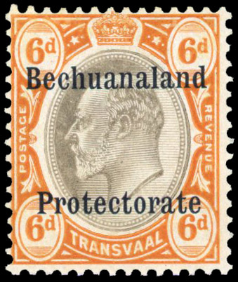 Bechuanaland 1910 Postal Fiscal 6d black and brown-orange