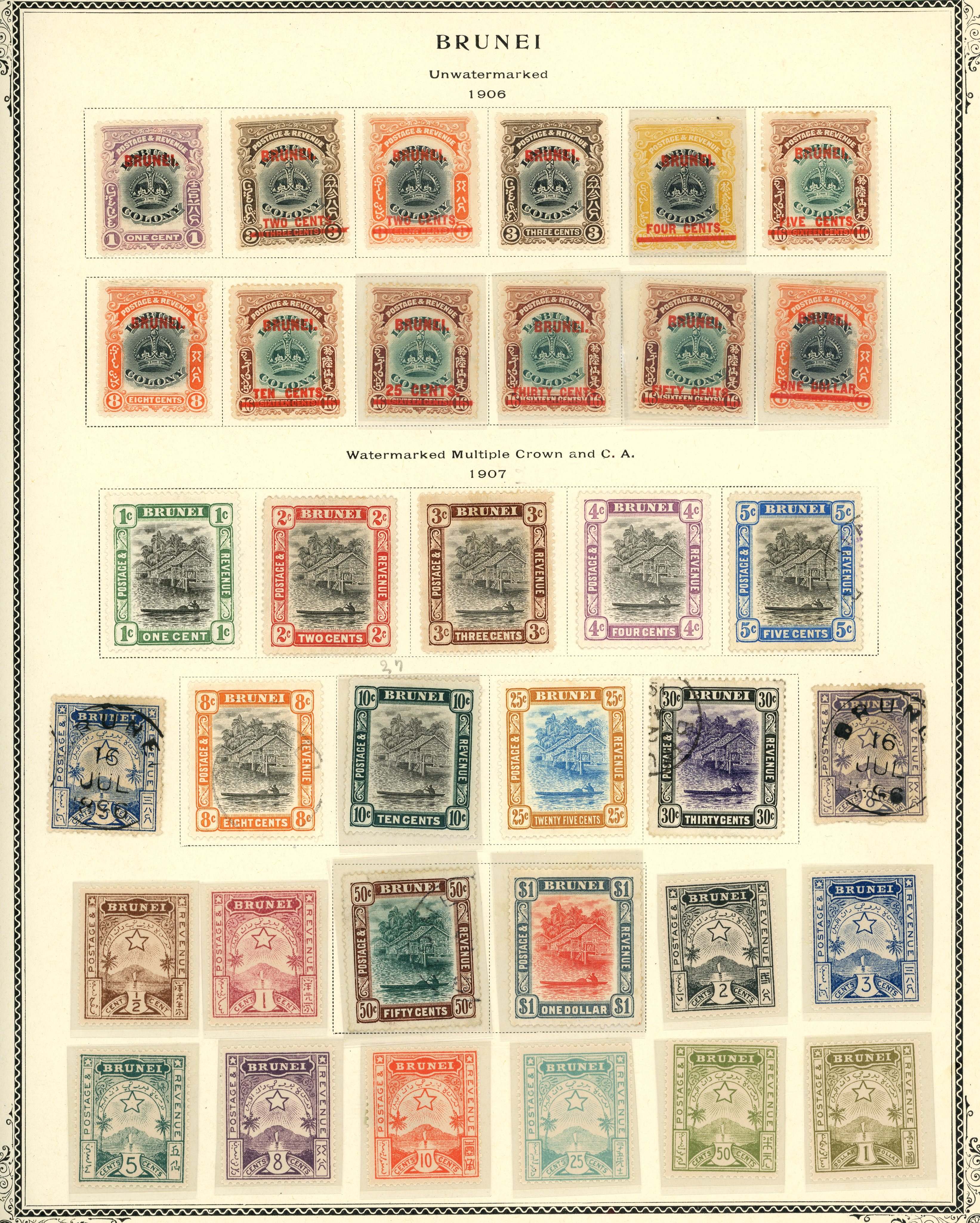 BRUNEI: 1895-1958 mixed mint and used collection on leaves including mint 1895 to $1,1906 to $1,