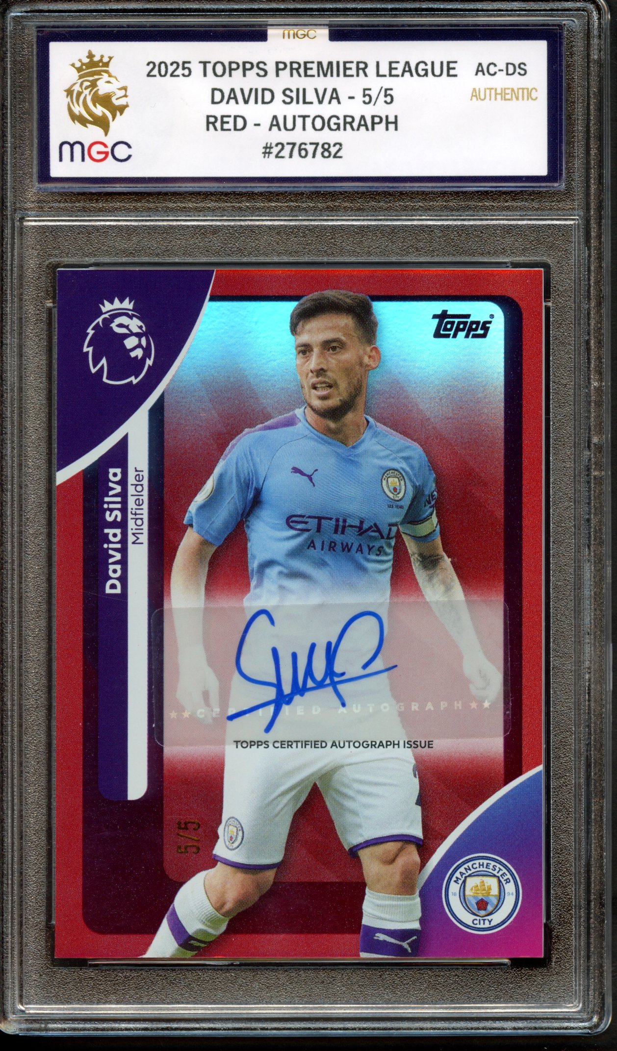 2025 TOPPS PREMIER LEAGUE DAVID SILVA 5/5 RED AUTO #276782