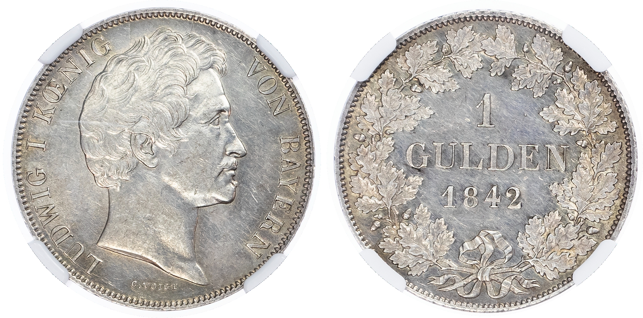 Germany, States, Bavaria. Louis I AR 1 Gulden. 1842. 