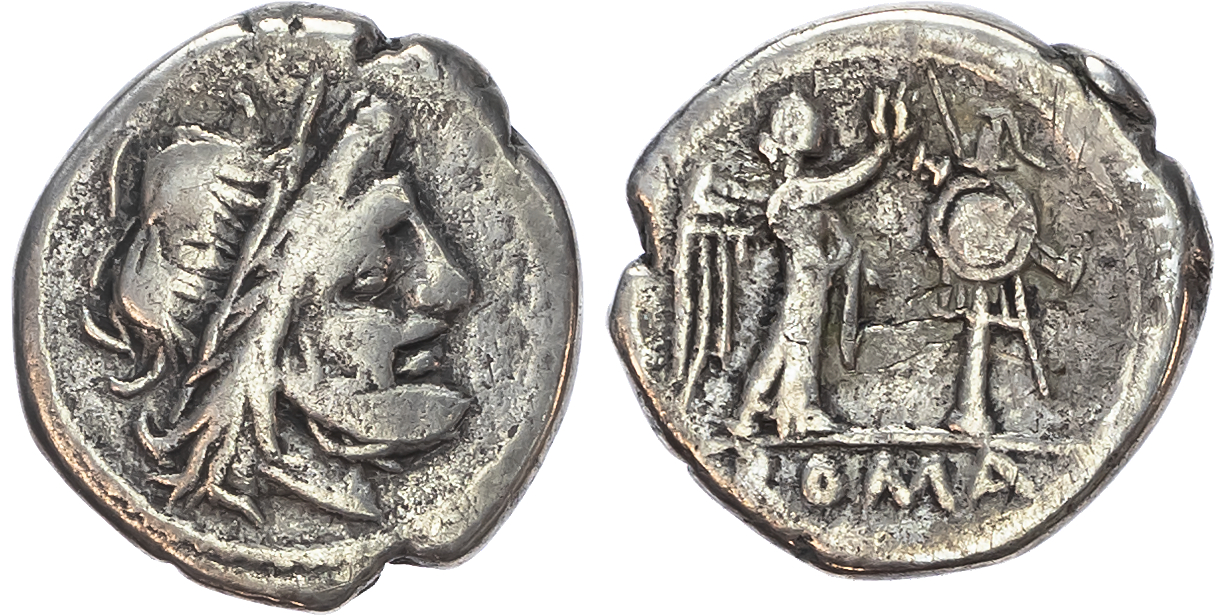 Roman Republic, Anonymous (c. 211-208 BC) AR Victoriatus, uncertain mint, 2.36g. 