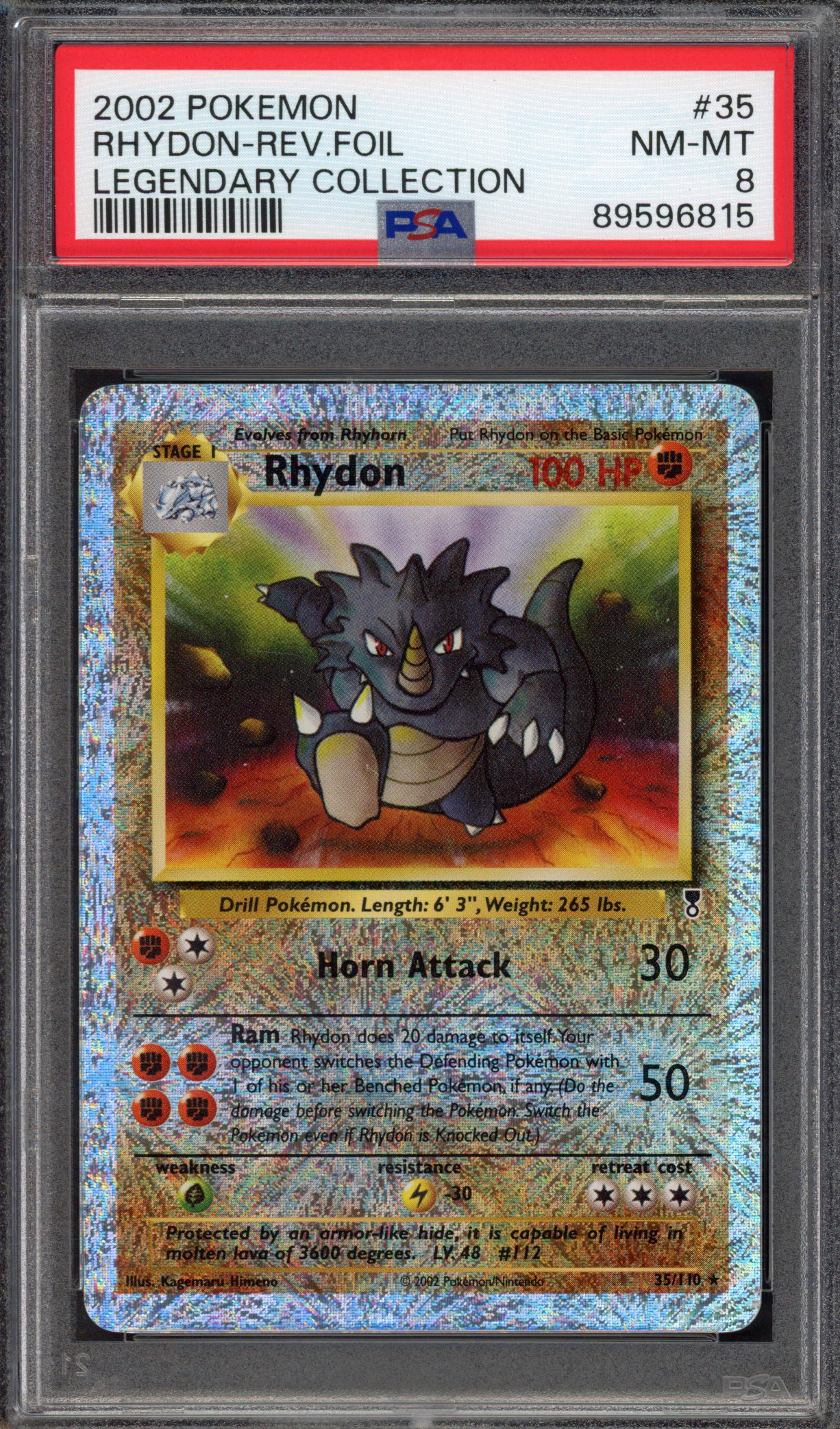 Pokémon TCG PSA 8 Rhydon 35 Reverse Foil, Legendary Collection