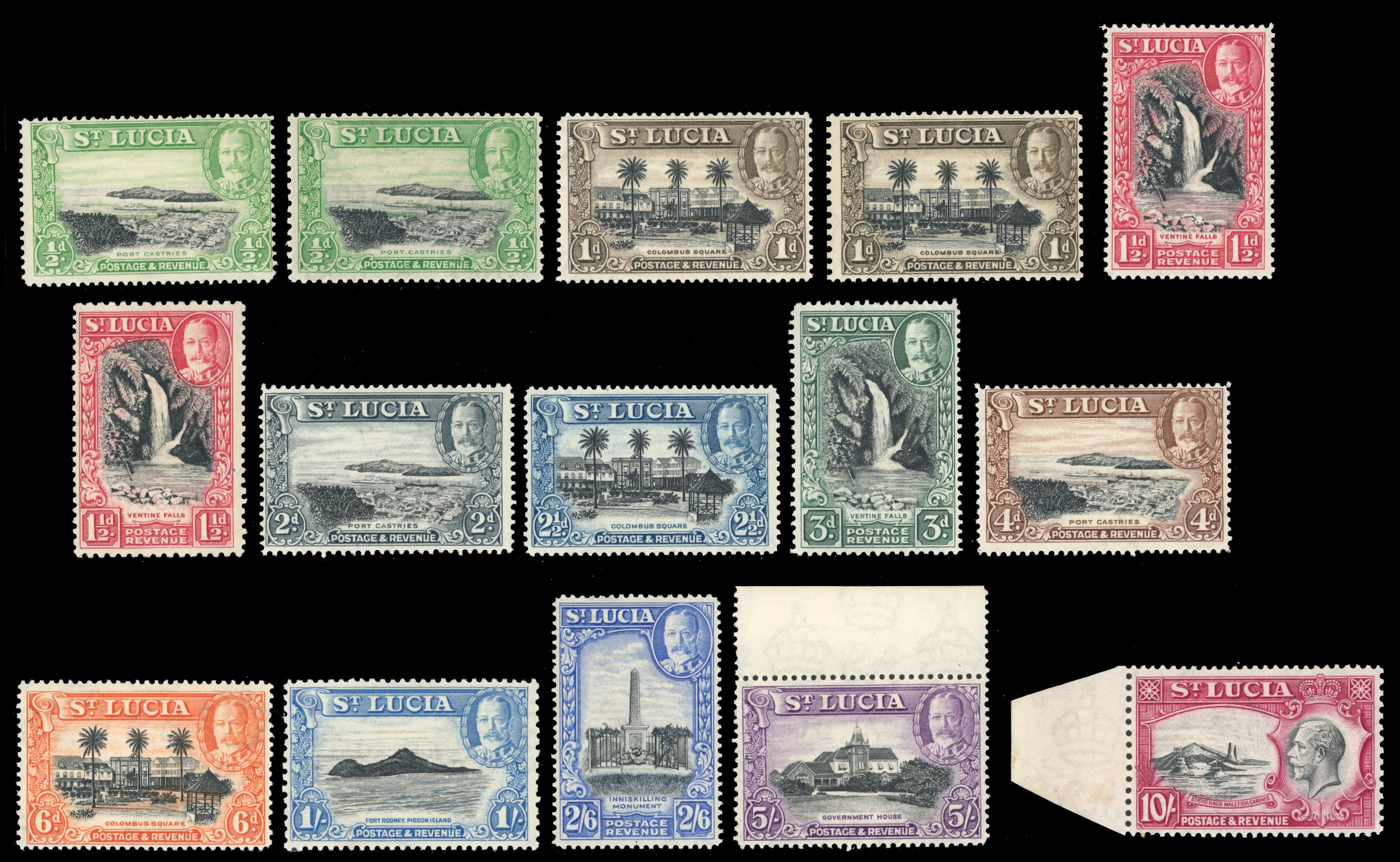 St Lucia SG 113-124 1936 Pictorial set mint