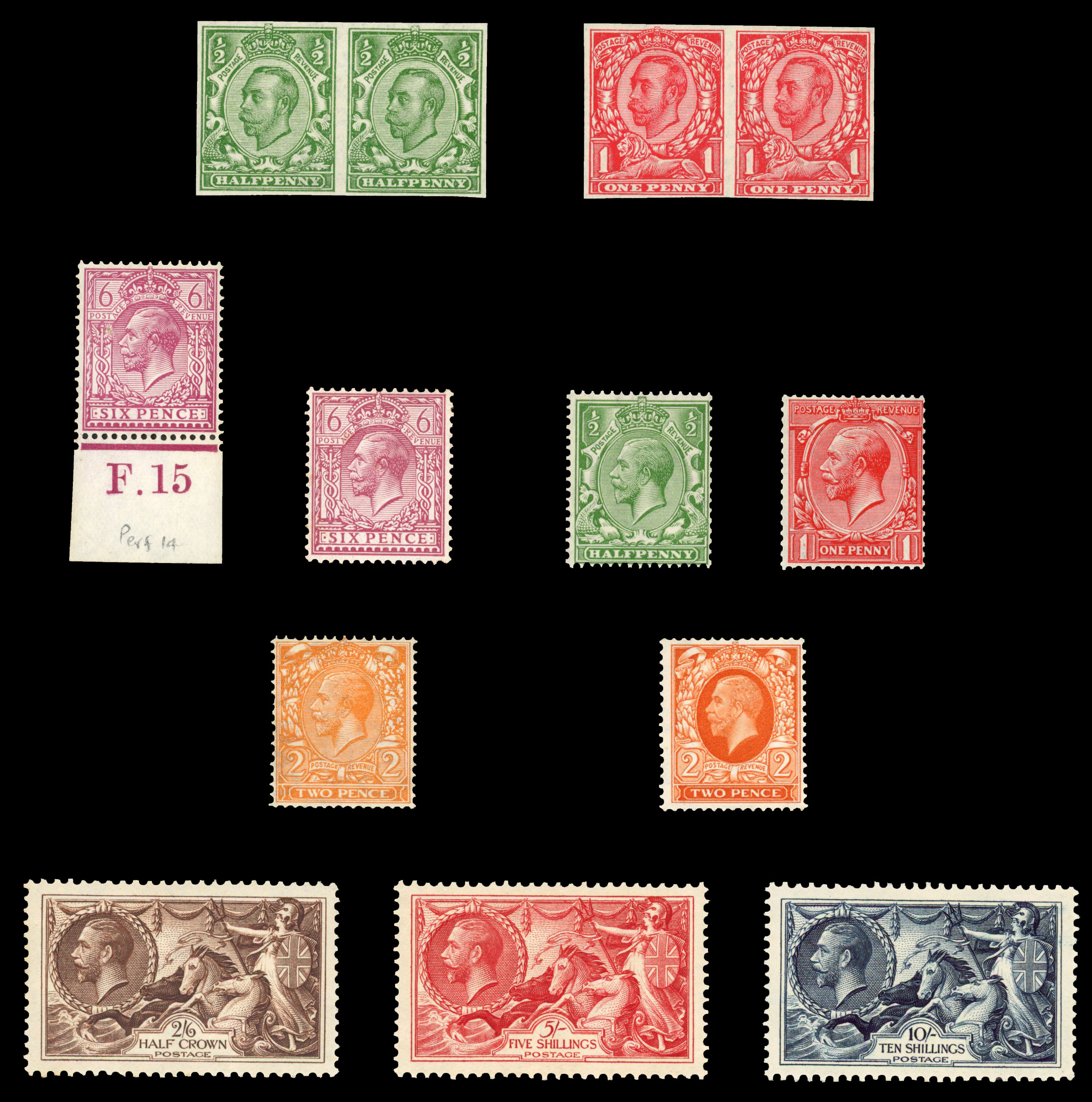 1912-34 mint selection arranged on a Hagner page