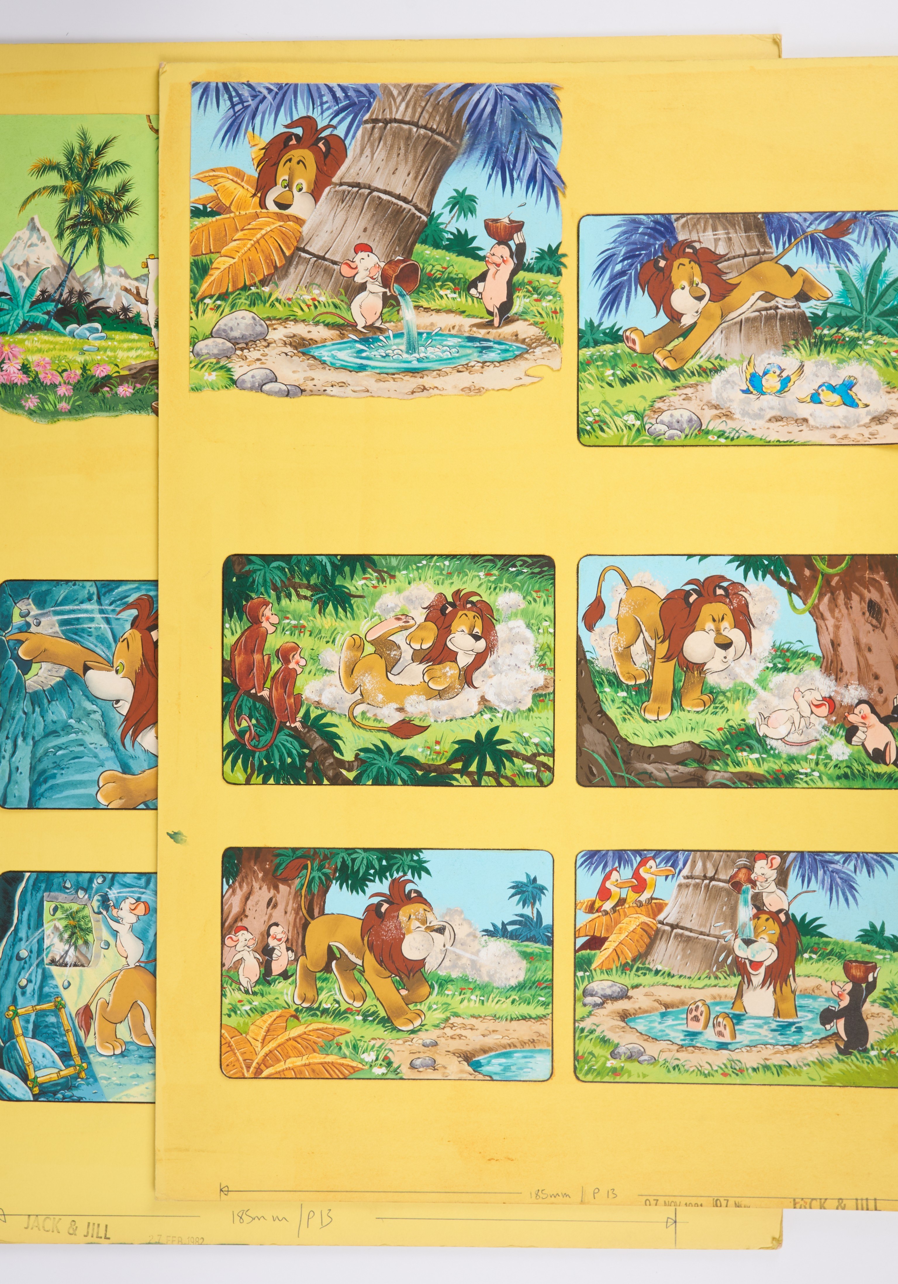 Bert Felstead Leo The Friendly Lion from Jack & Jill Comic Story Art (IPC Magazine, 1980s) Total 2