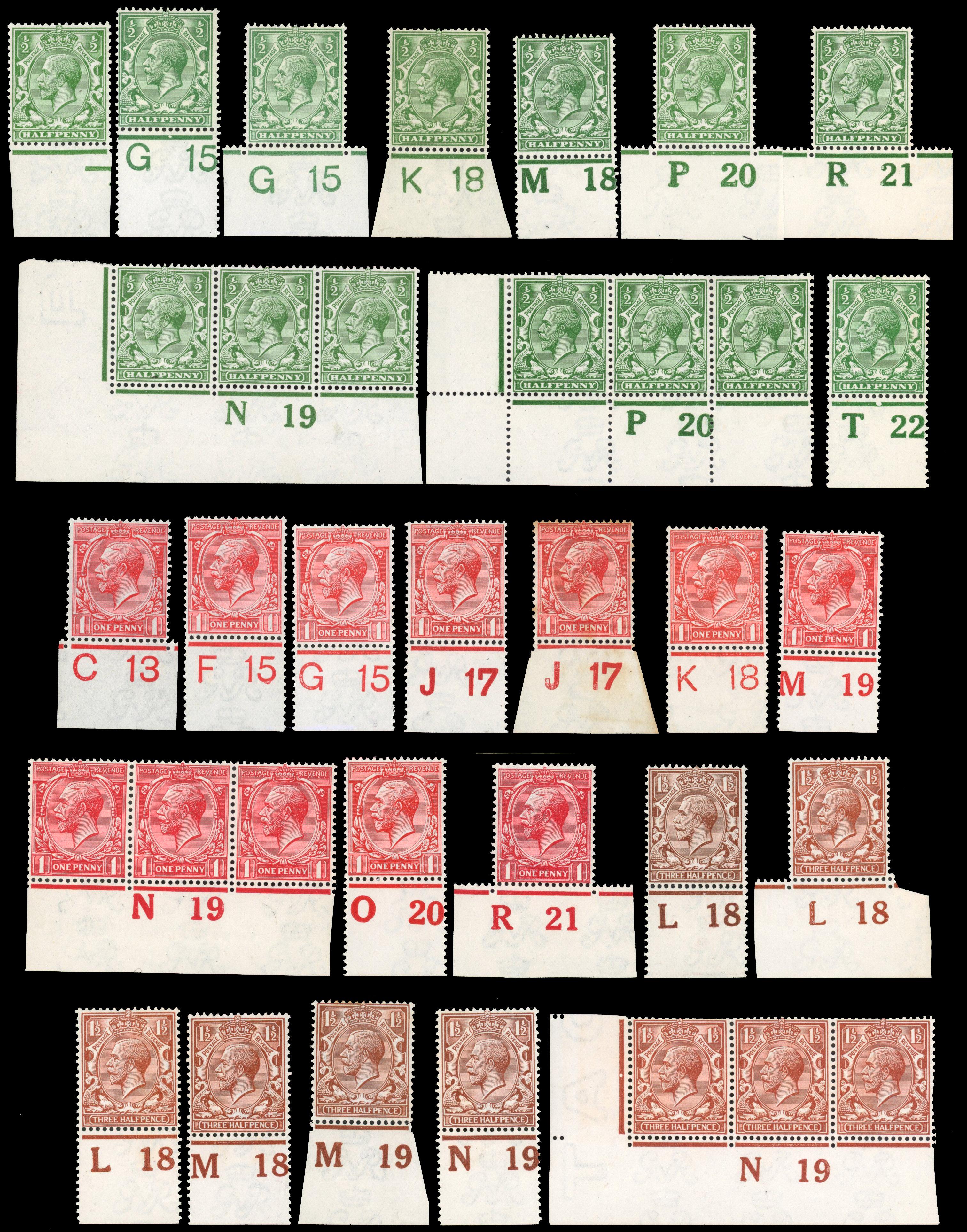 1912-24 selected values to 1s with control number mainly in mint singles  arranged on Hagner sheets