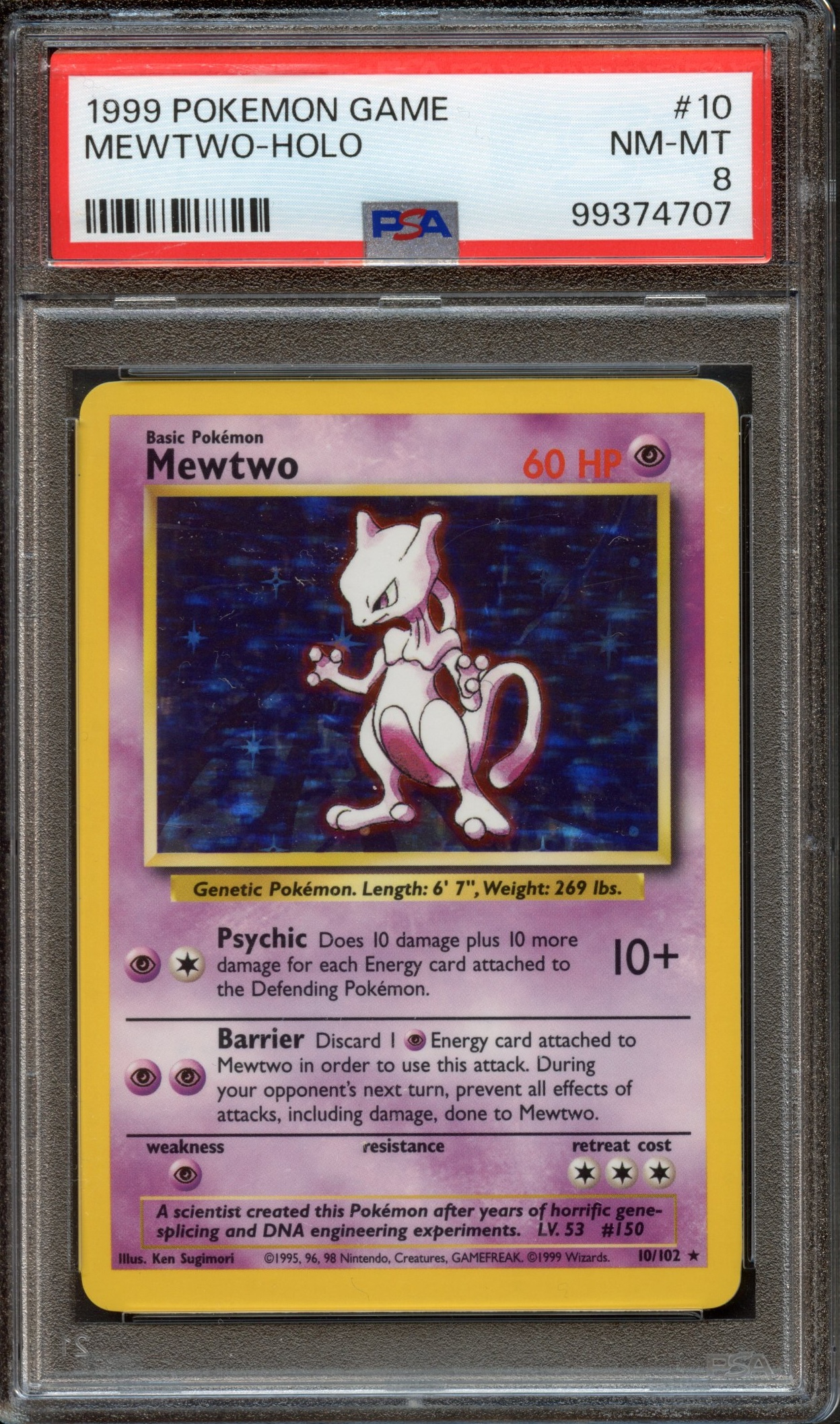 PSA 8 Mewtwo Holo #10 - Base Set Unlimited 1999