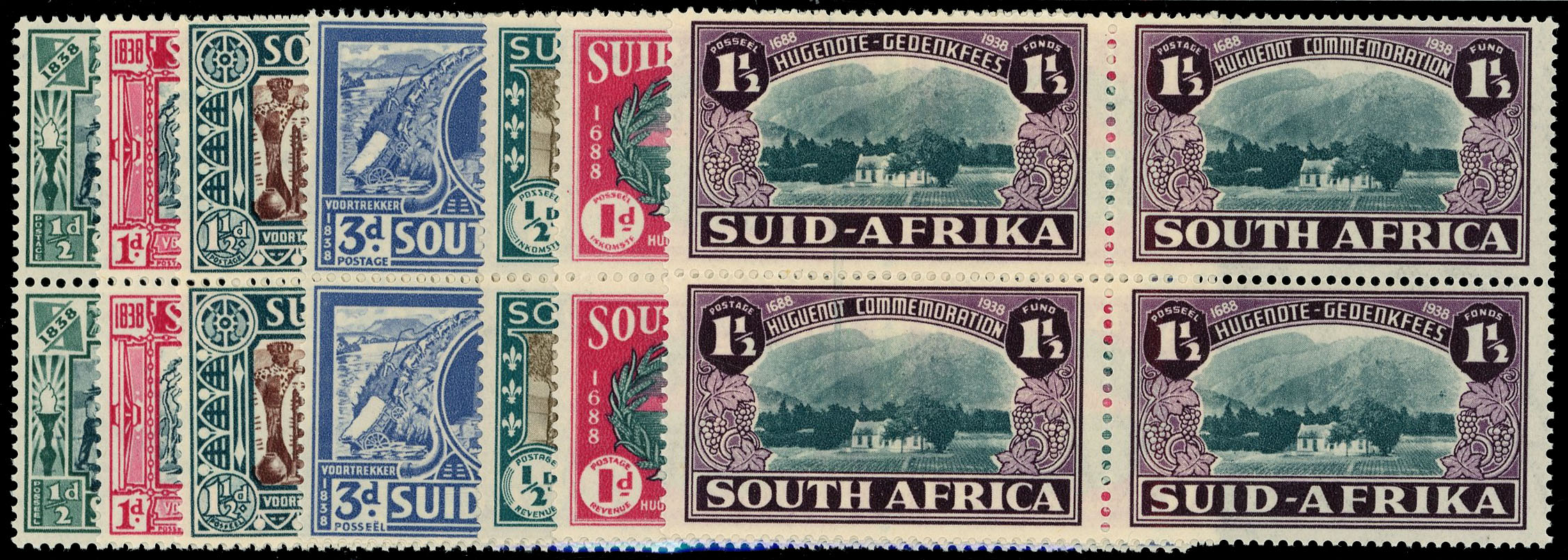 South Africa SG 76-9, 82-4 blocks mint