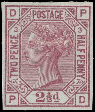 1875 2½d Rosy mauve Pl.3. Imperforate Imprimatur