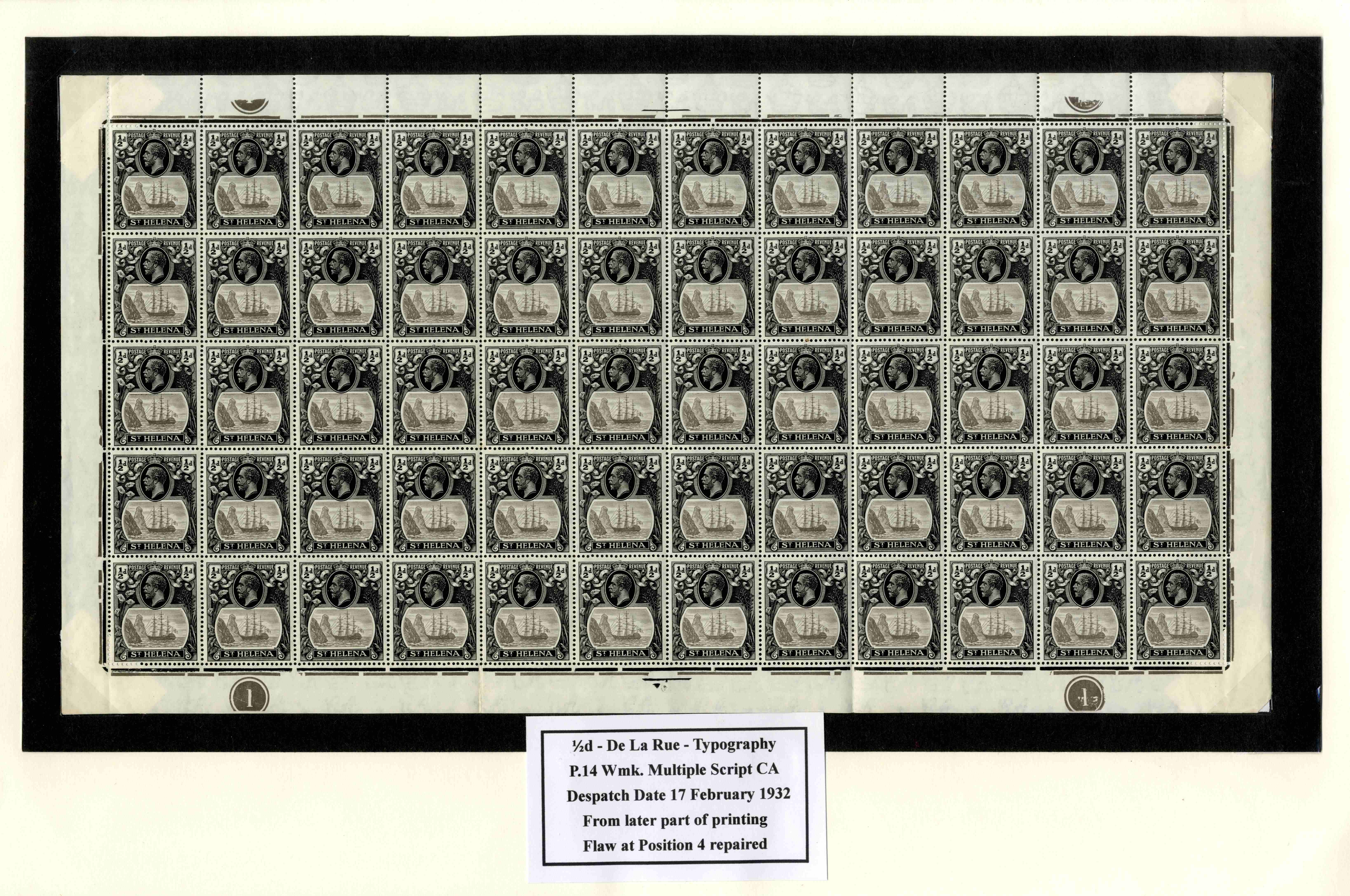 St Helena SG 97, a, c sheet mint
