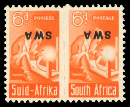 South West Africa SG128a 1943 War Effort 6d overprint inverted mint