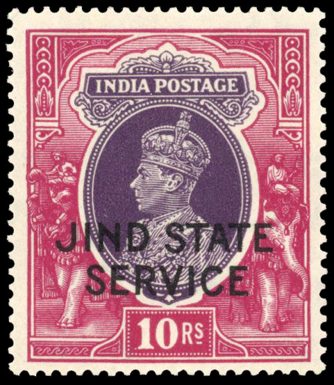 I.C.S. Jind 1937-40 Official 10r purple and claret