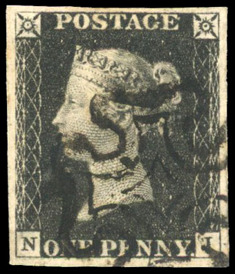 Great Britain 1d black SG 2 Plate 1b