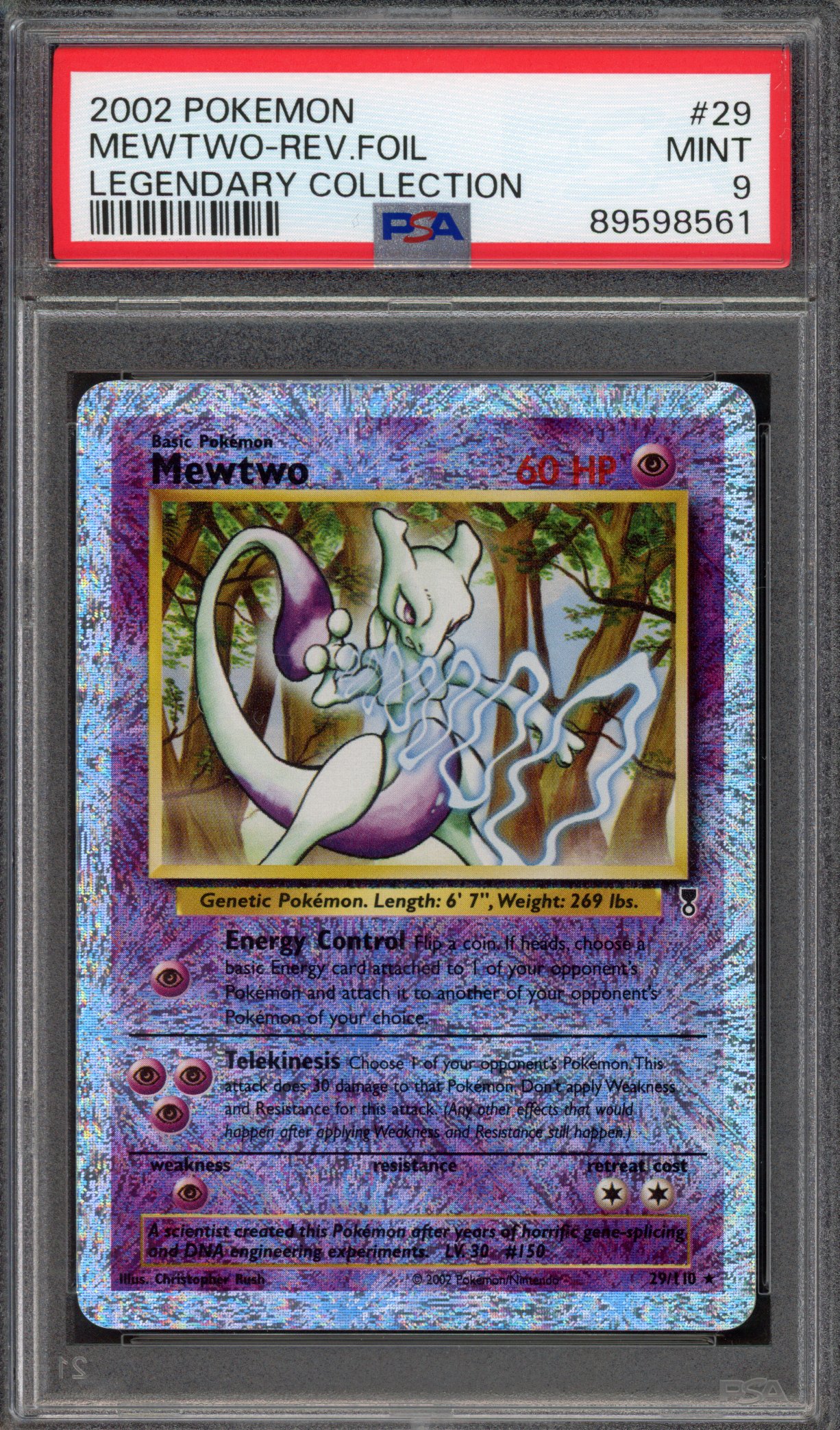 Pokémon TCG PSA 9 Mewtwo 29 Reverse Foil, Legendary Collection