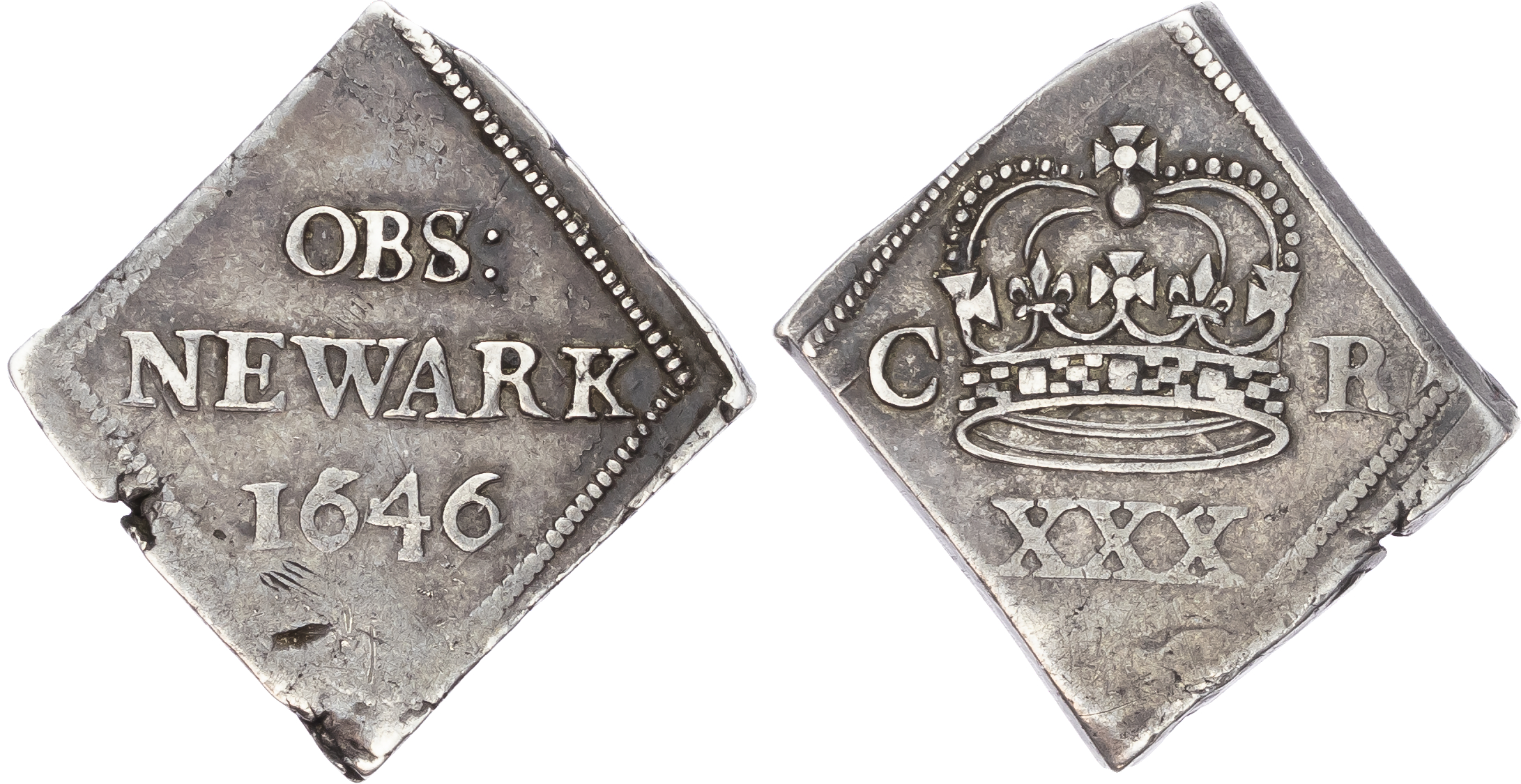Charles I (1625-1649), Newark siege halfcrown, 1646, issued on a lozenge shaped flan. 