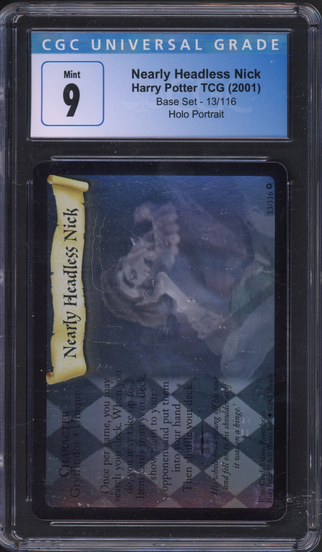 Harry Potter TCG - CGC 9 Nearly Headless Nick Portrait Holo Base Set #13/116
