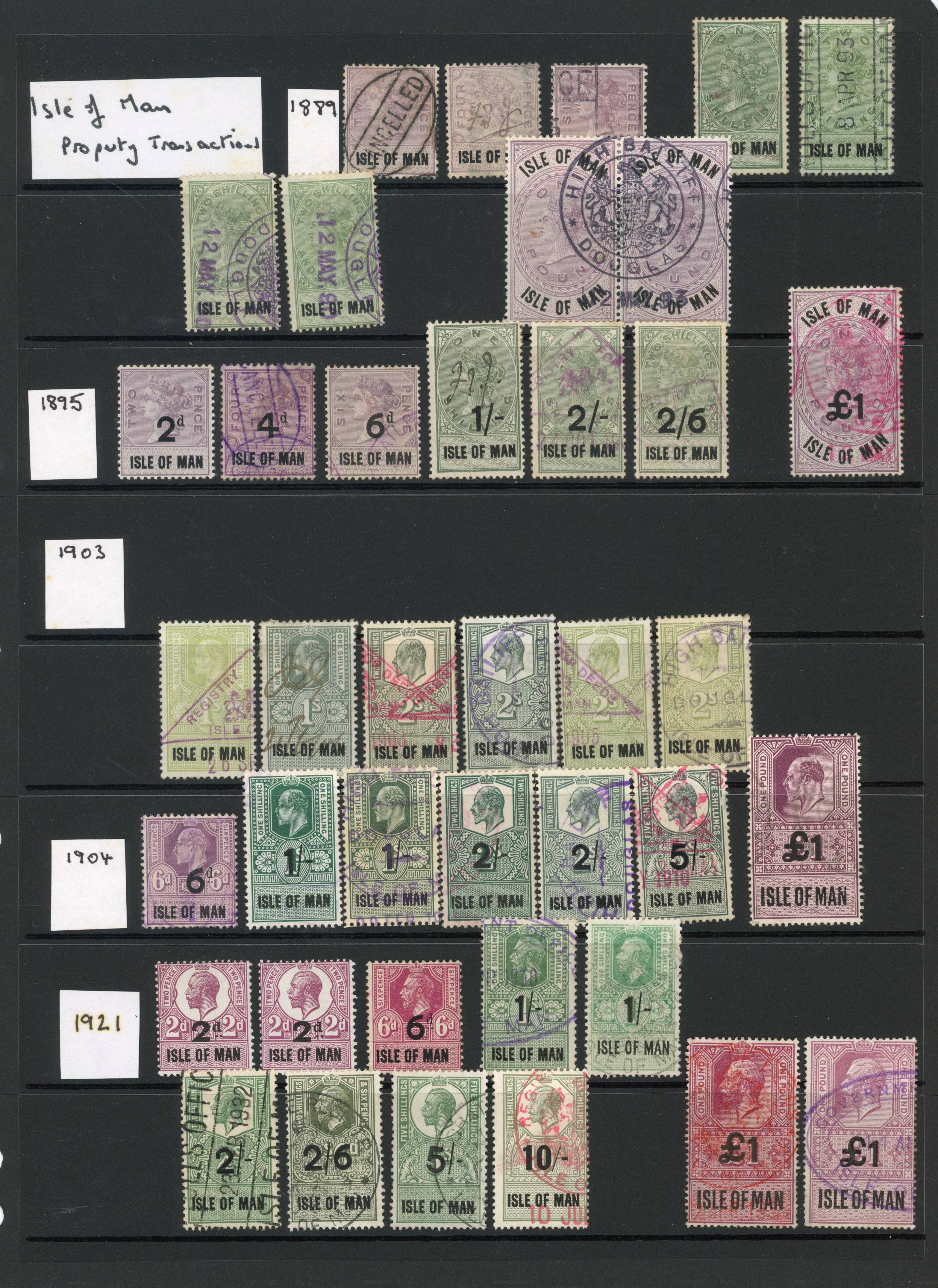 Great Britain ISLE OF MAN 1889-1976 revenue collection on pages