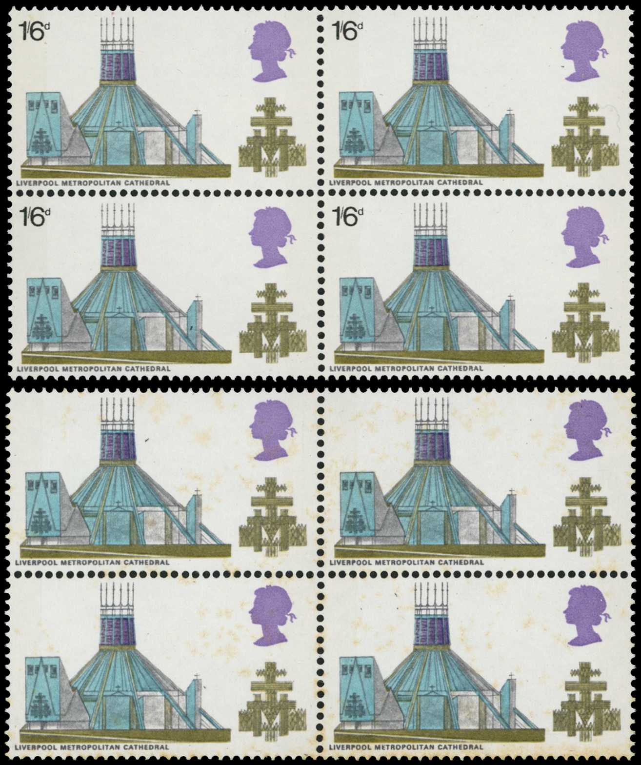 1969 British Architecture 1/6d block of...