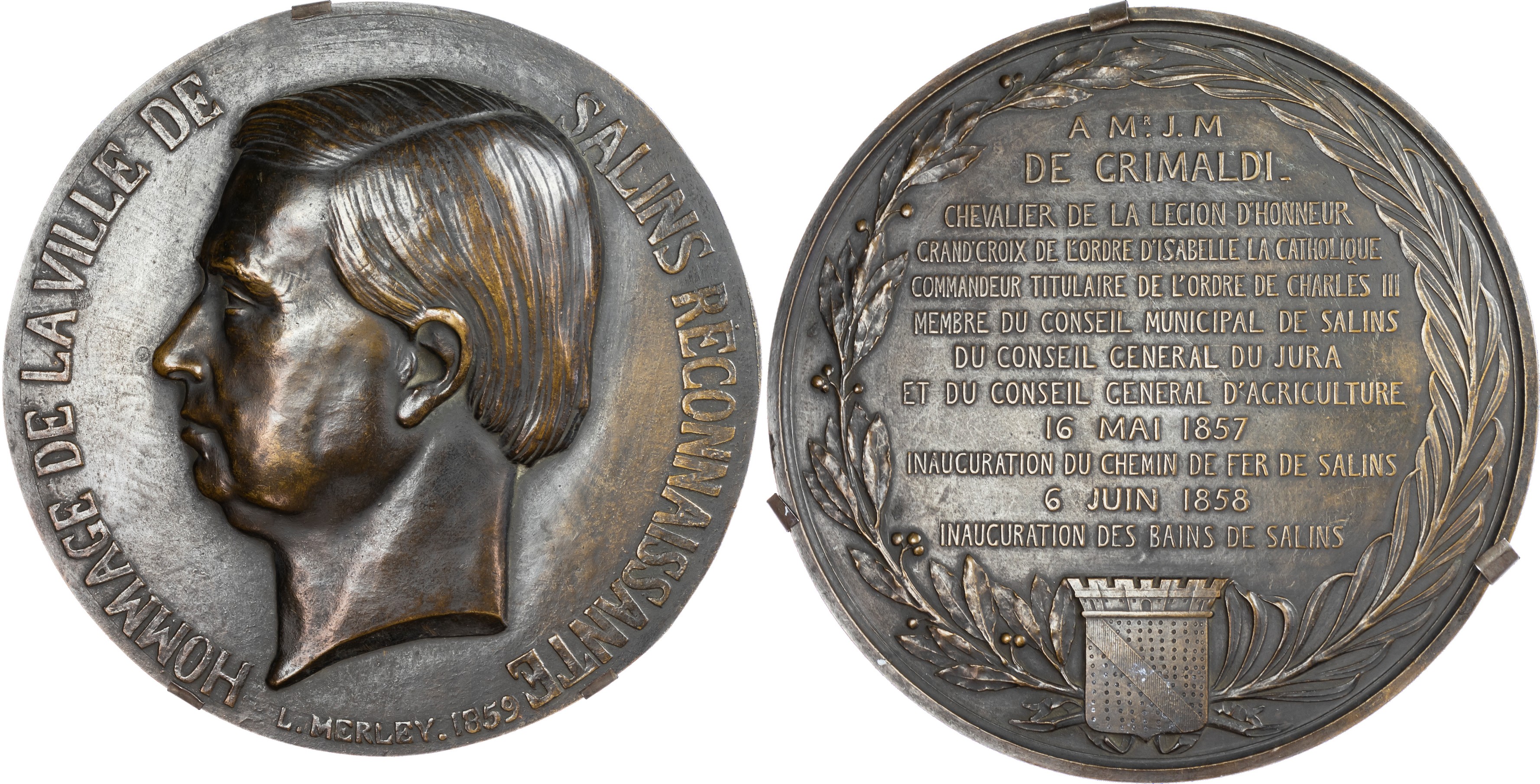 France, Jean‑Marie de Grimaldi, 1859, Pair of Bronze Medals