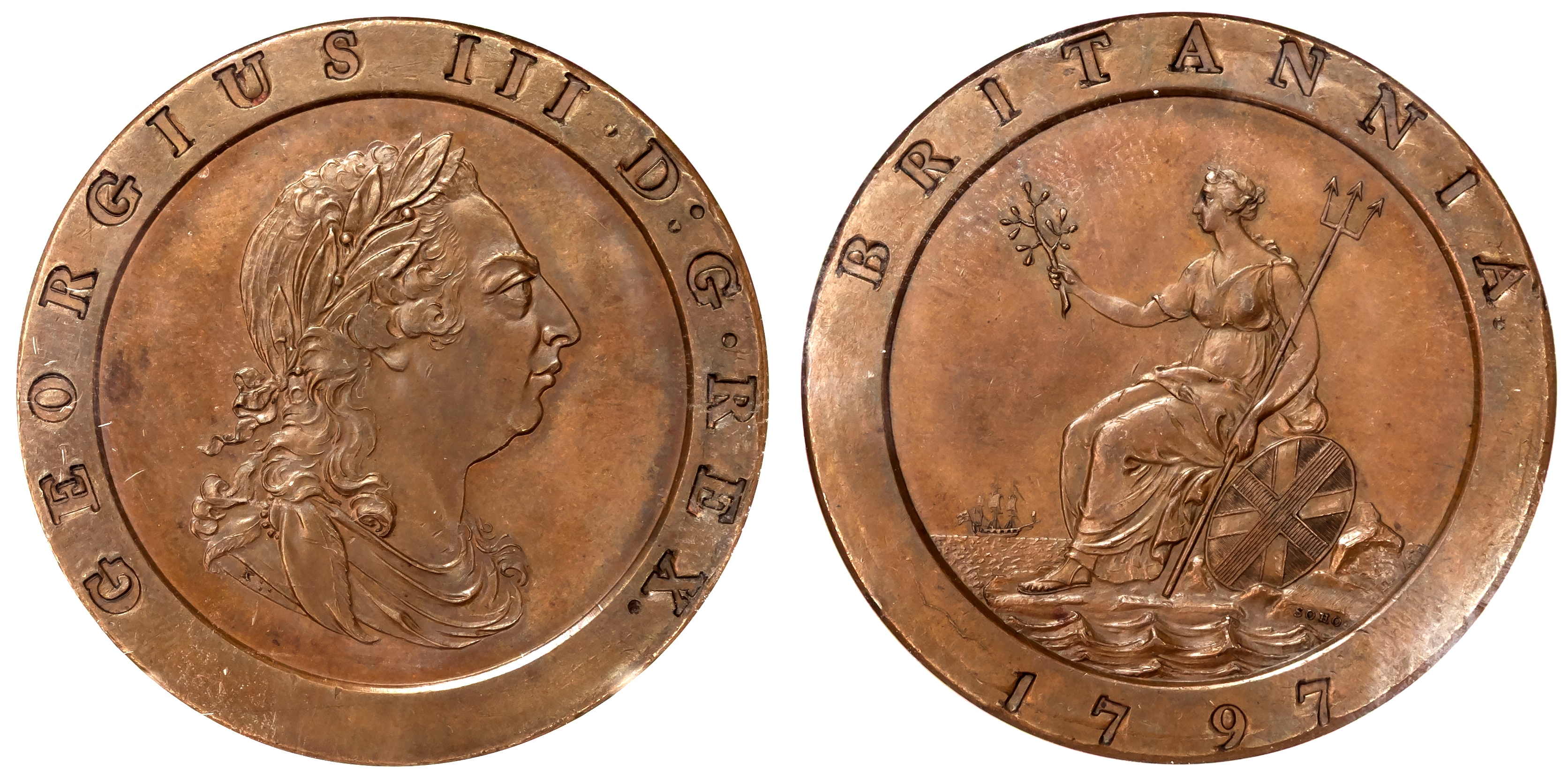 George III (1760-1820), Proof Twopence, 1797, struck in  in bronzed-copper.