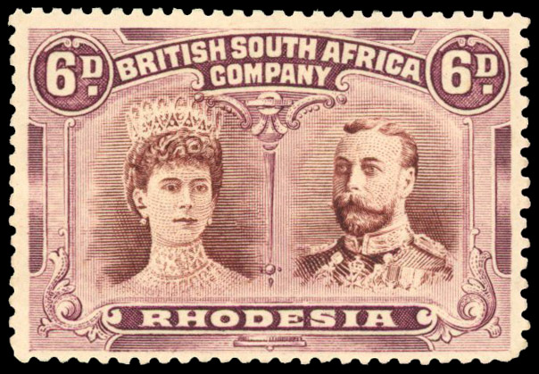 RSC A 6d reddish brown and deep rose-lilac, #2 gash in ear, mint