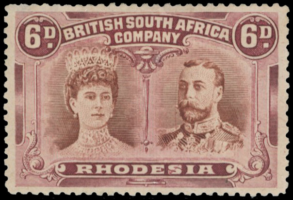 † 6d red-brown and mauve SG 144, three examples with flaws mint