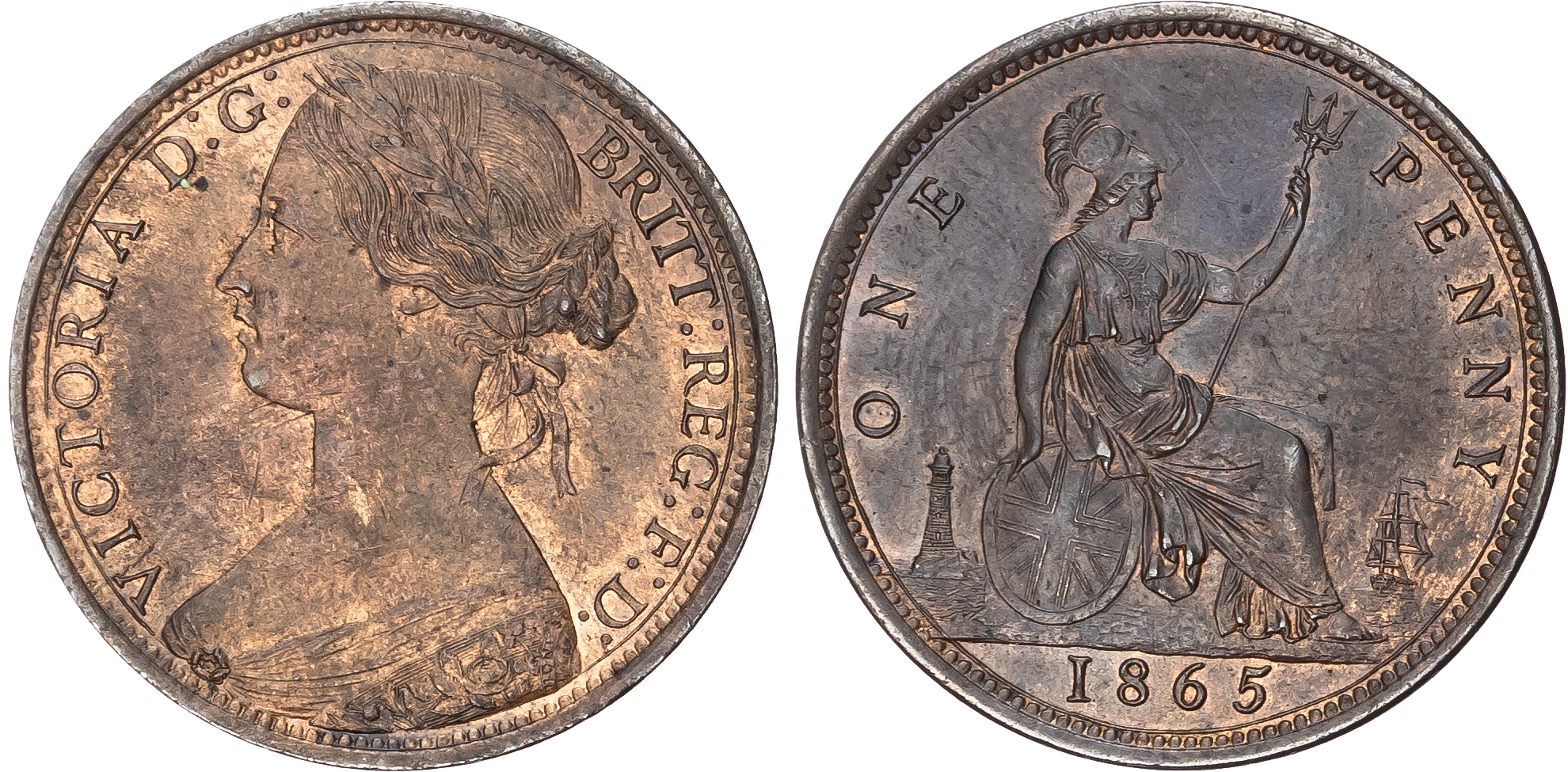 Victoria (1837-1901), Bronze Penny, 1865